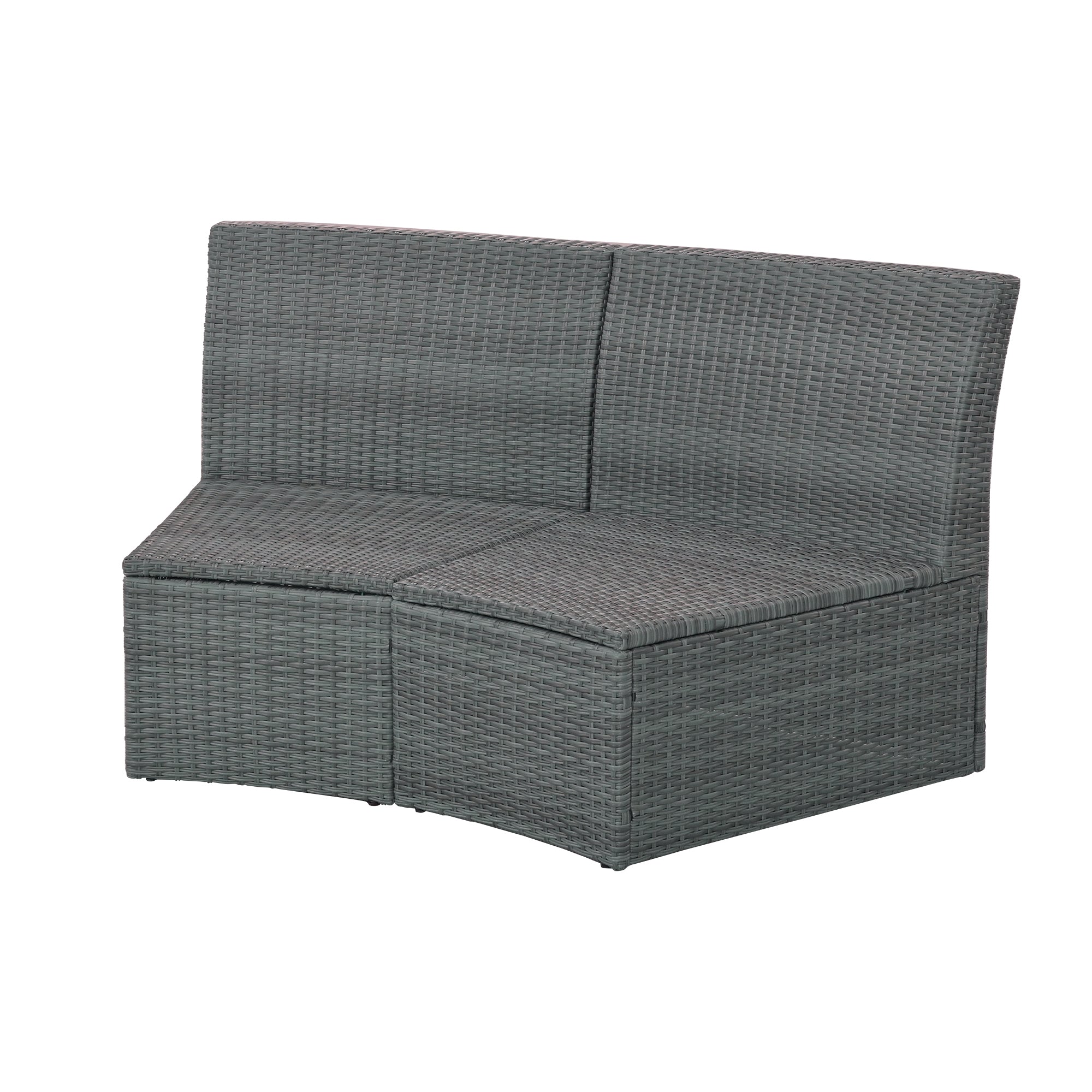10-piece Outdoor Half Round Rattan Patio Sofa with Thick Cushions and Pillows