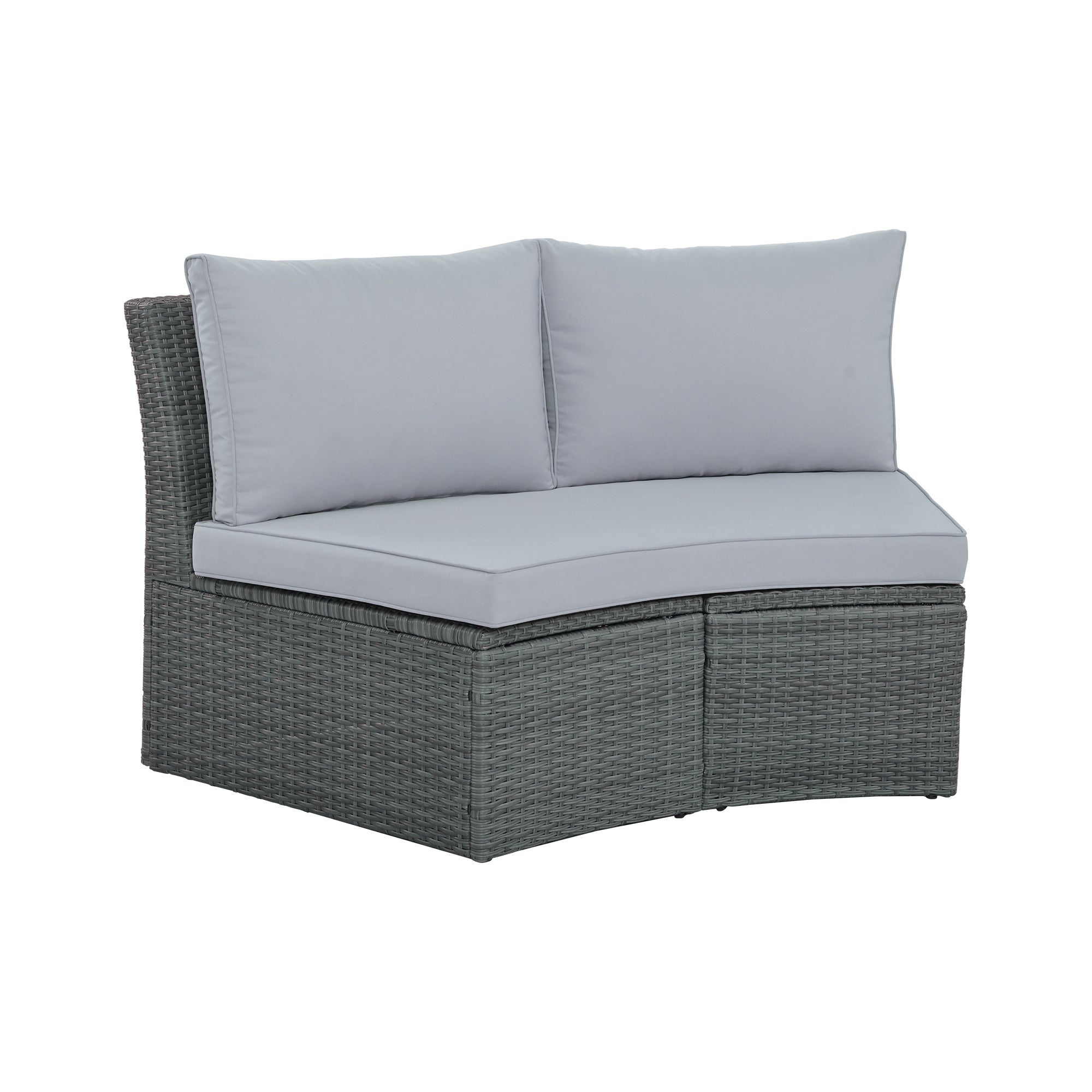 10-piece Outdoor Half Round Rattan Patio Sofa with Thick Cushions and Pillows