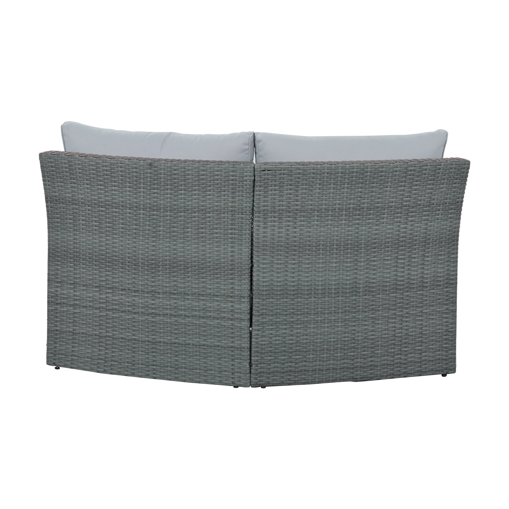 10-piece Outdoor Half Round Rattan Patio Sofa with Thick Cushions and Pillows