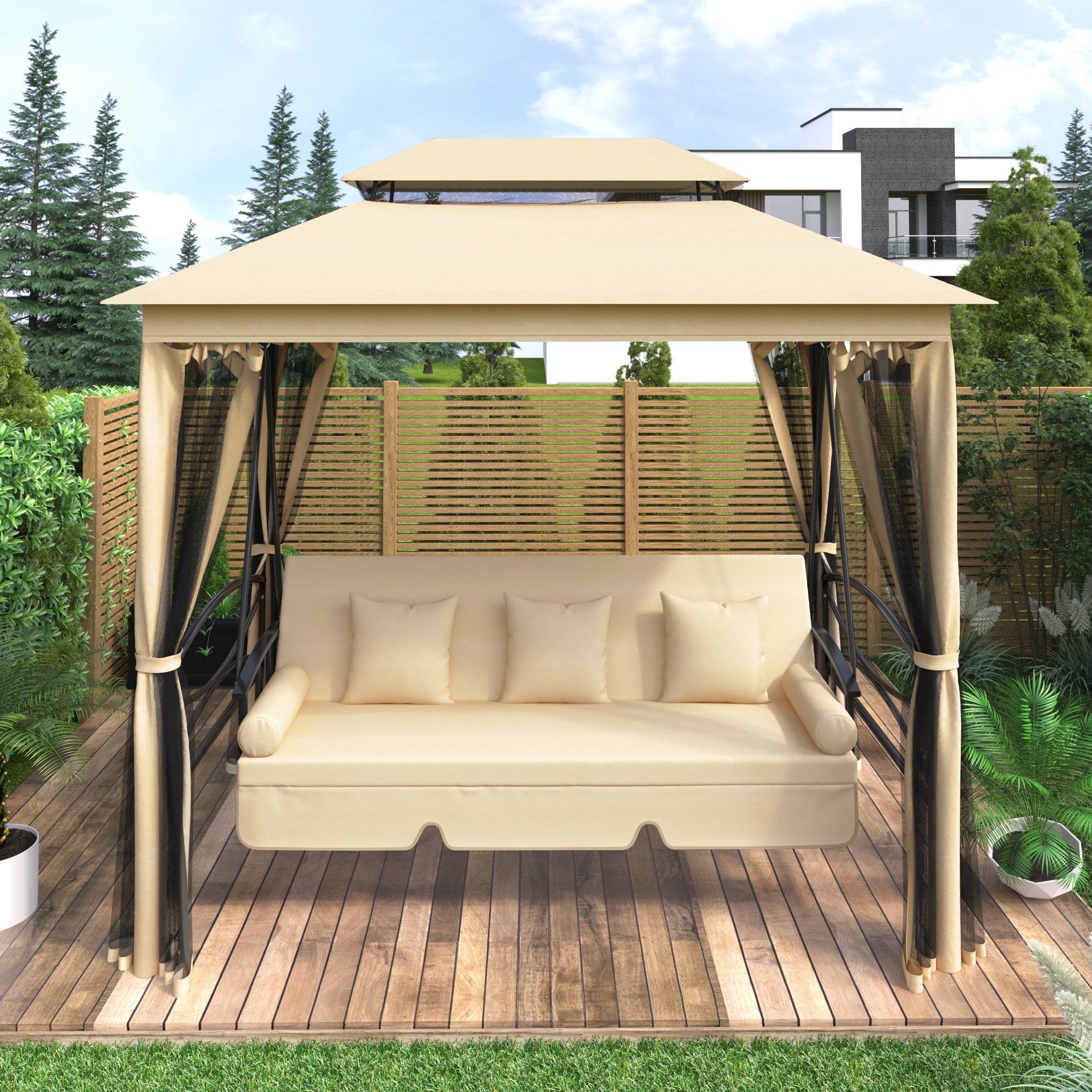 5-Piece Steel Patio Dining Set with Four Chairs and One Table