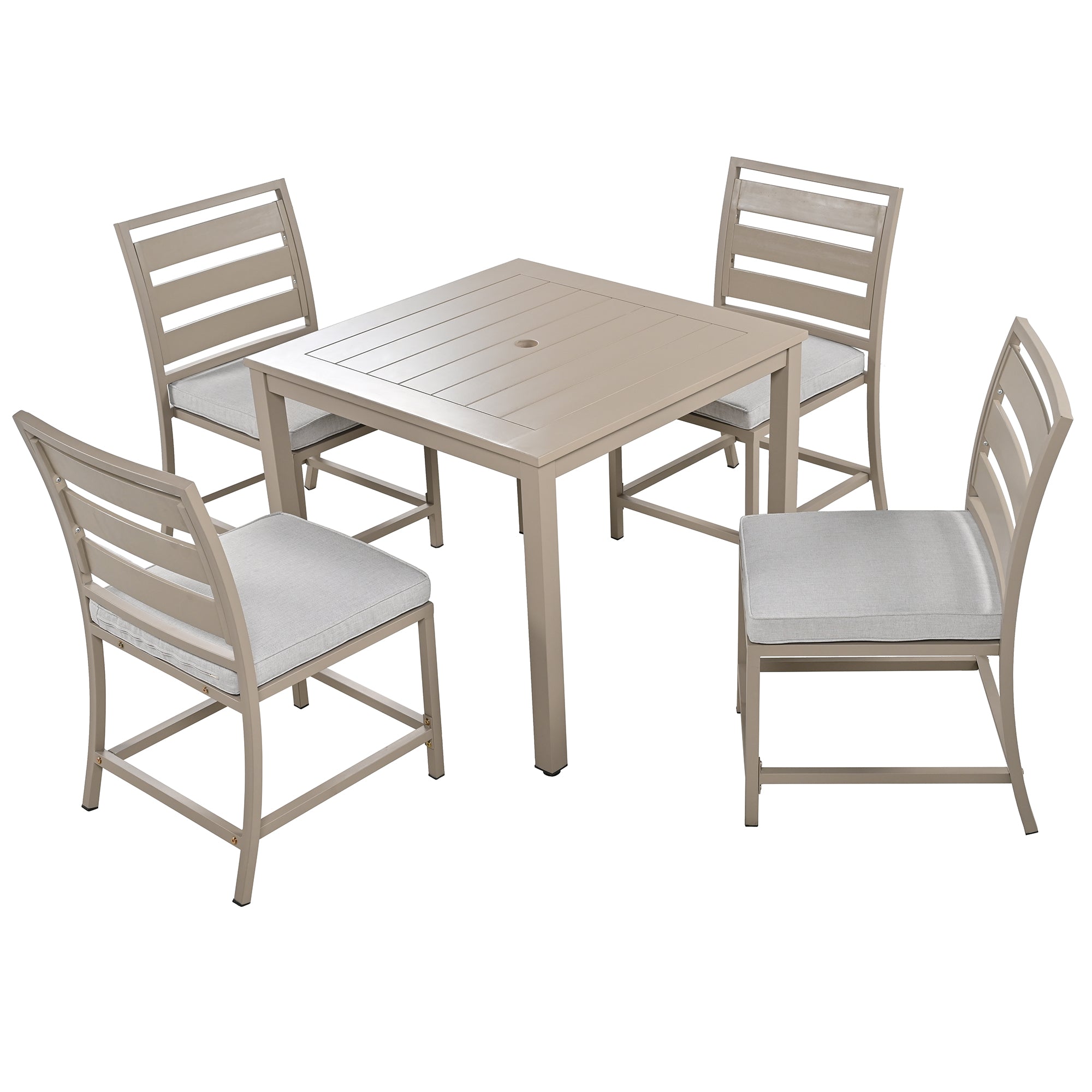 5-Piece Outdoor Steel Patio Dining Set with table and four chairs