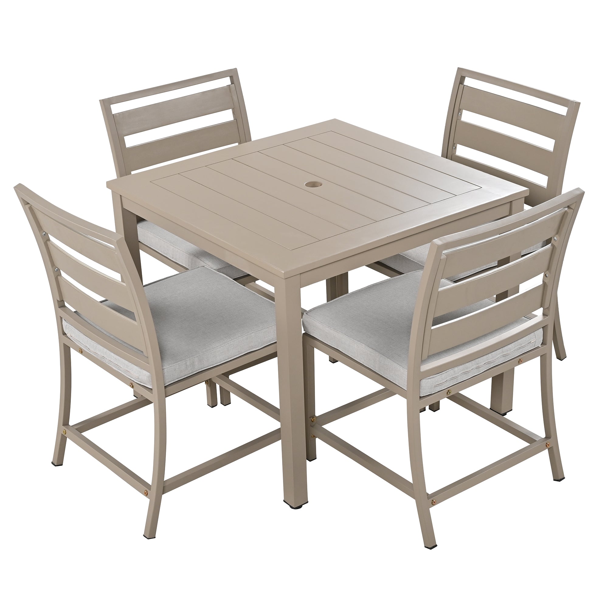 5-Piece Outdoor Steel Patio Dining Set with table and four chairs