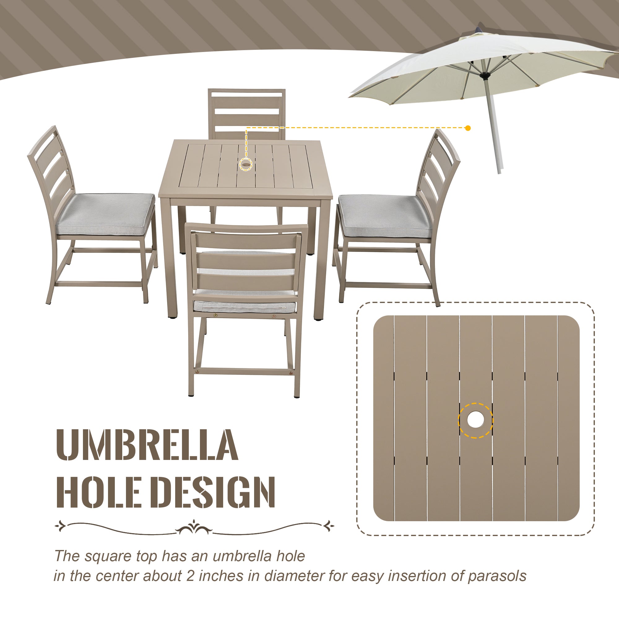 5-Piece Outdoor Steel Patio Dining Set with table and four chairs