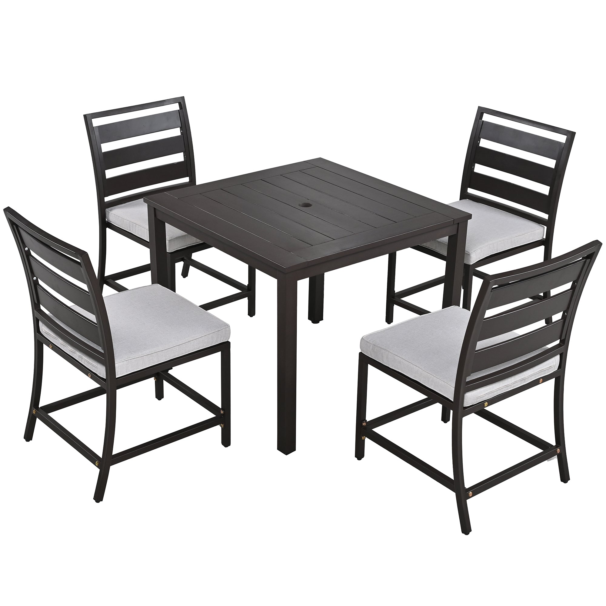 5-Piece Outdoor Steel Patio Dining Set with table and four chairs
