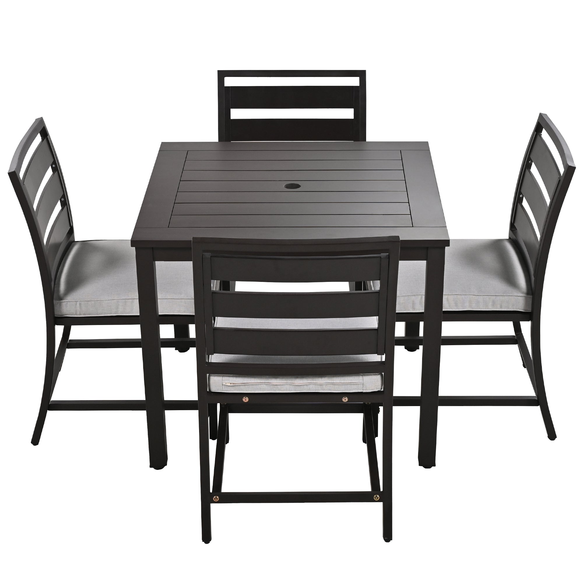 5-Piece Outdoor Steel Patio Dining Set with table and four chairs