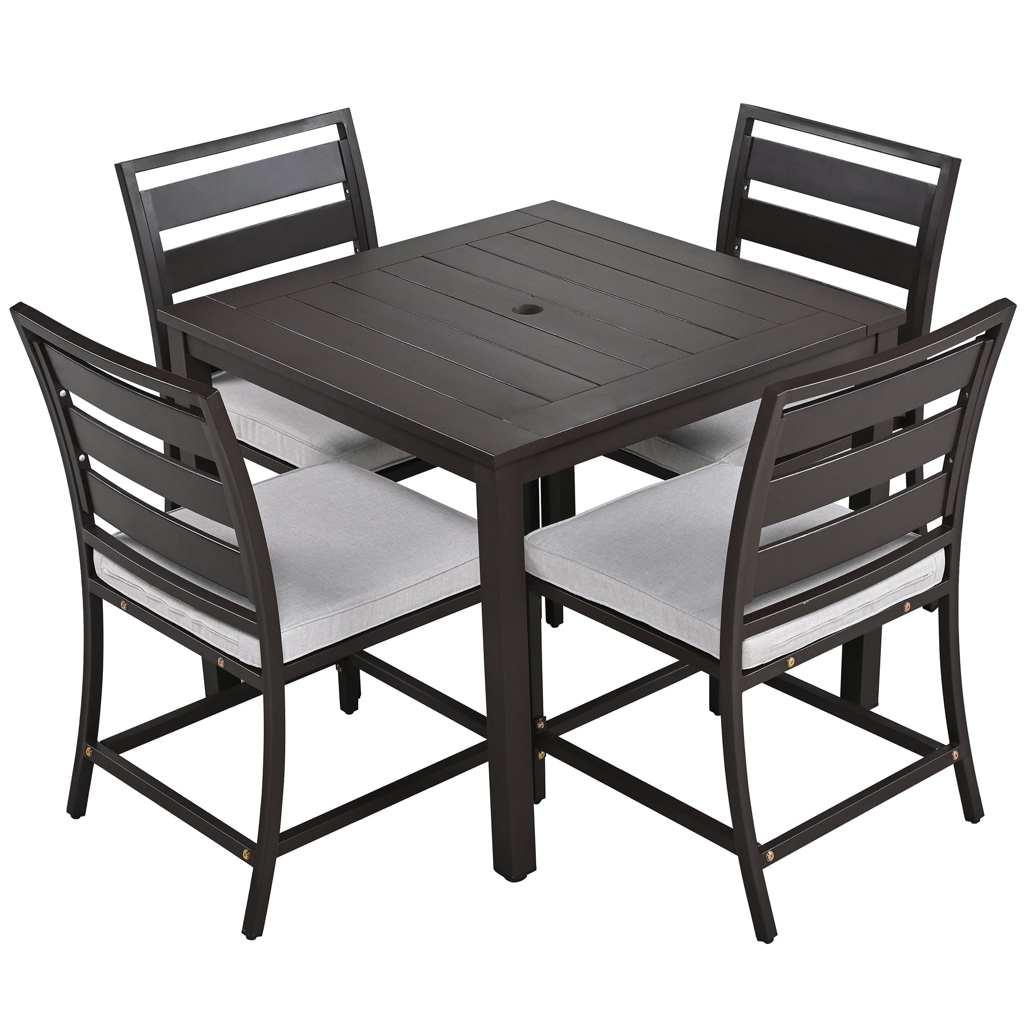 5-Piece Outdoor Steel Patio Dining Set with table and four chairs