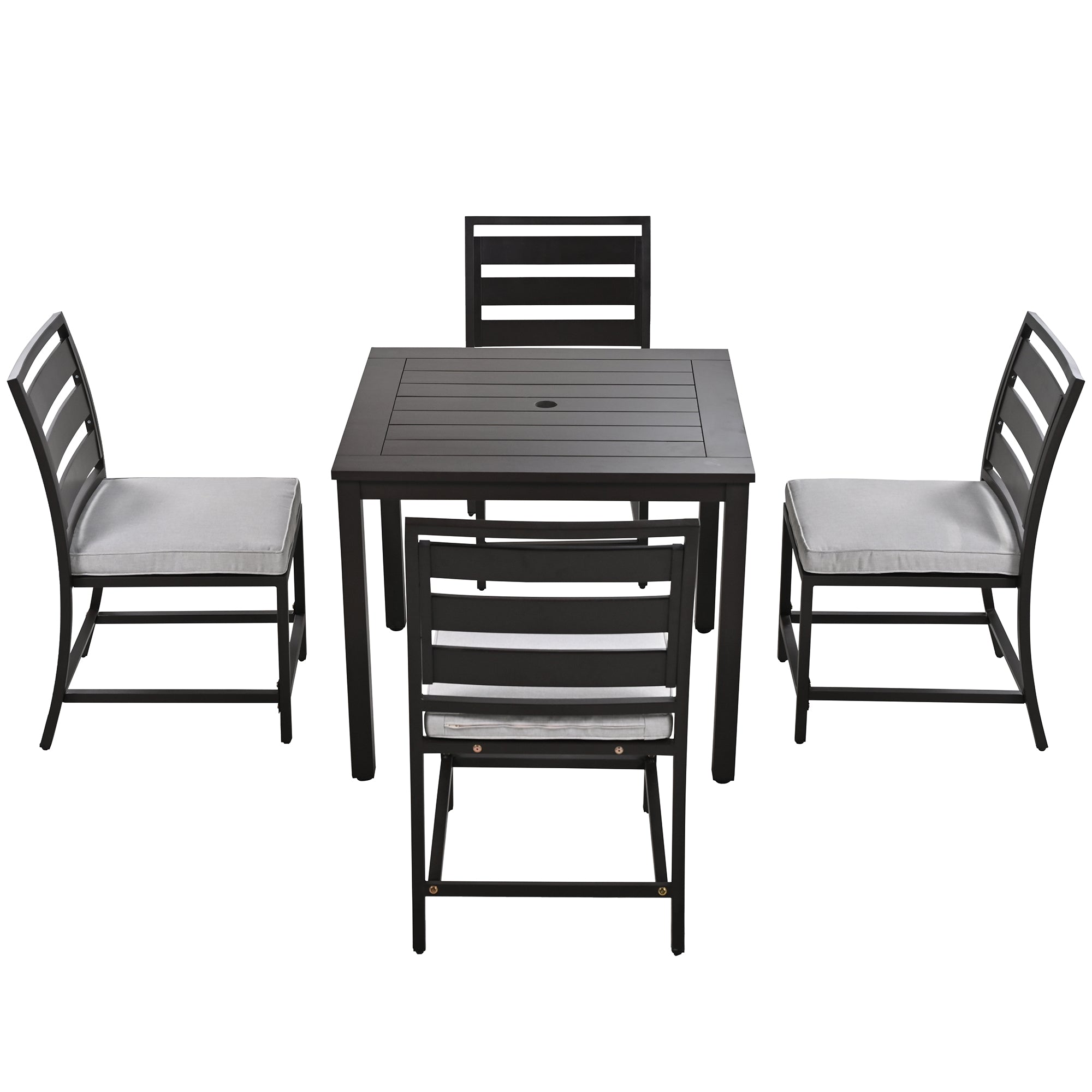 5-Piece Outdoor Steel Patio Dining Set with table and four chairs
