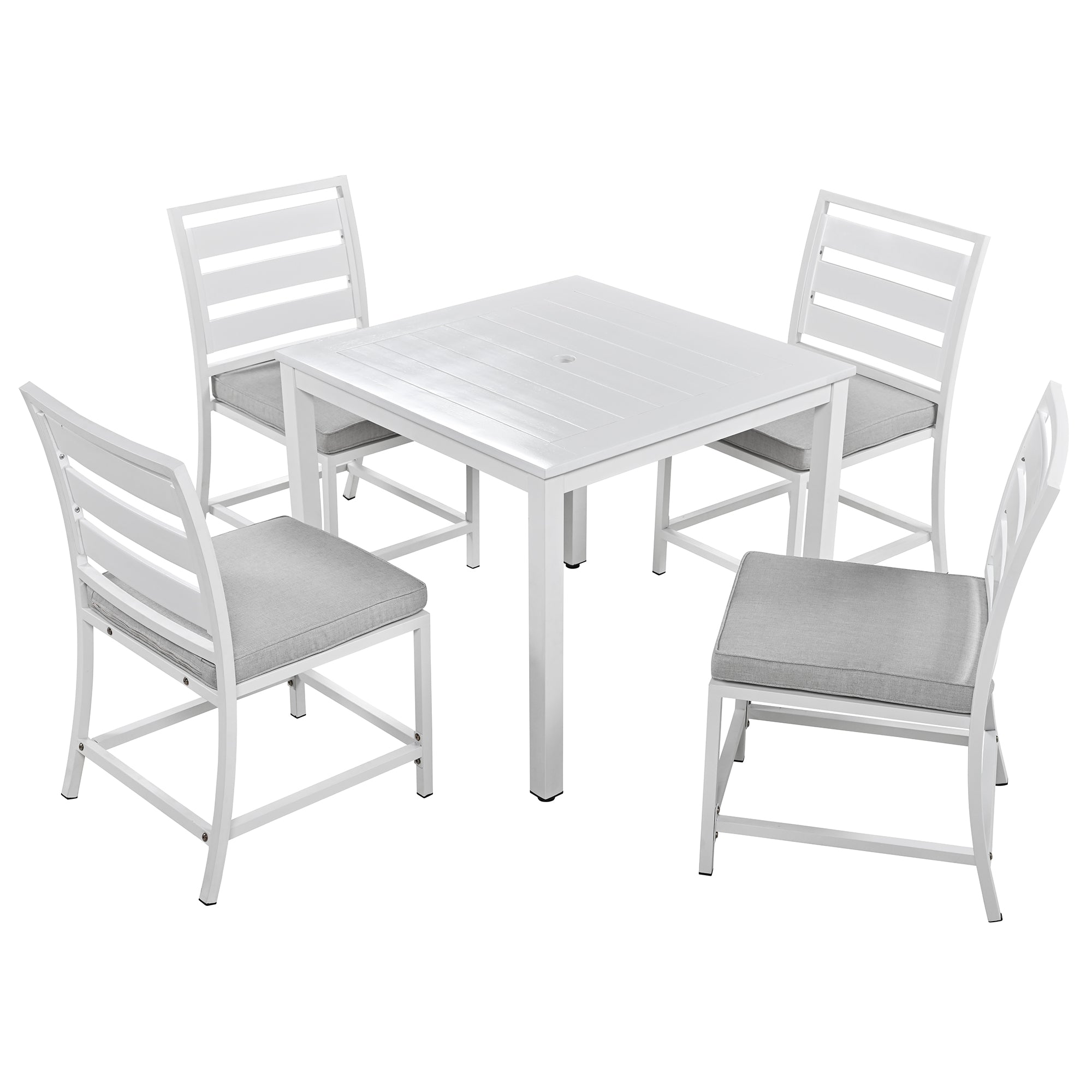 5-Piece Outdoor Steel Patio Dining Set with table and four chairs