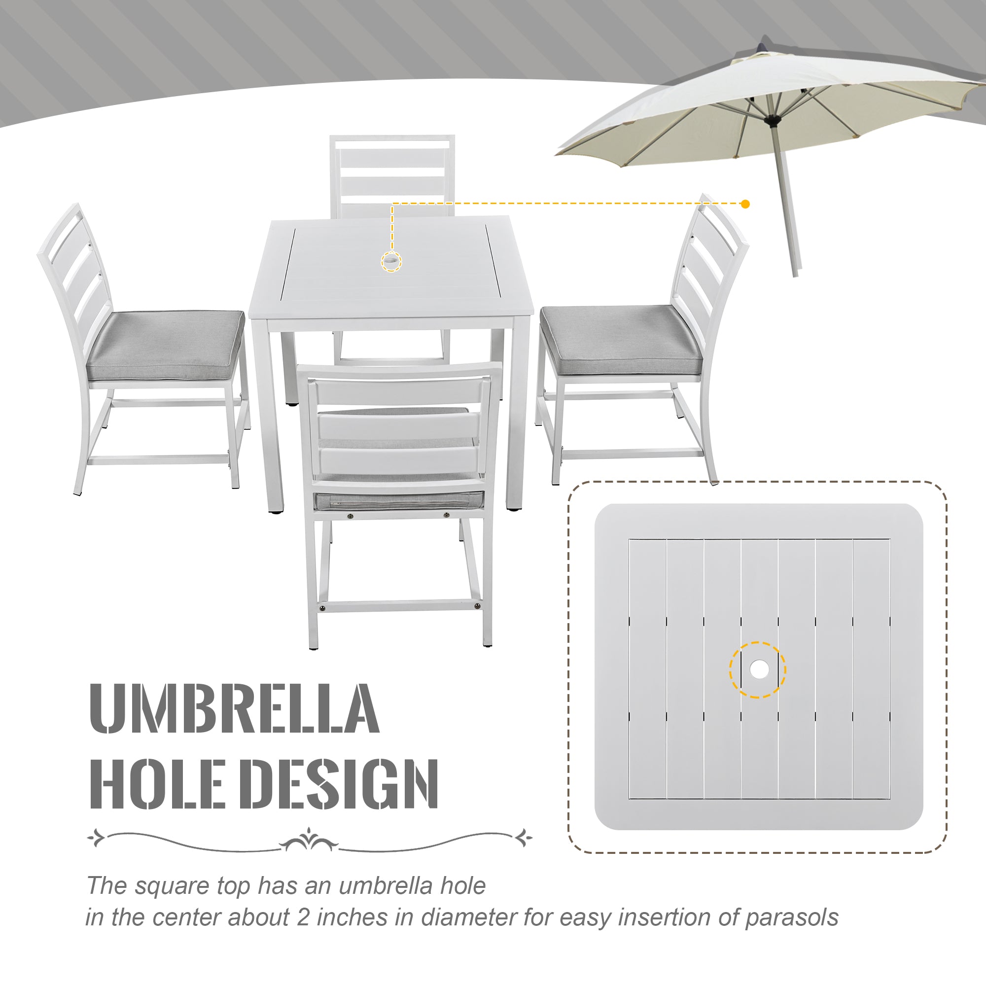 5-Piece Outdoor Steel Patio Dining Set with table and four chairs