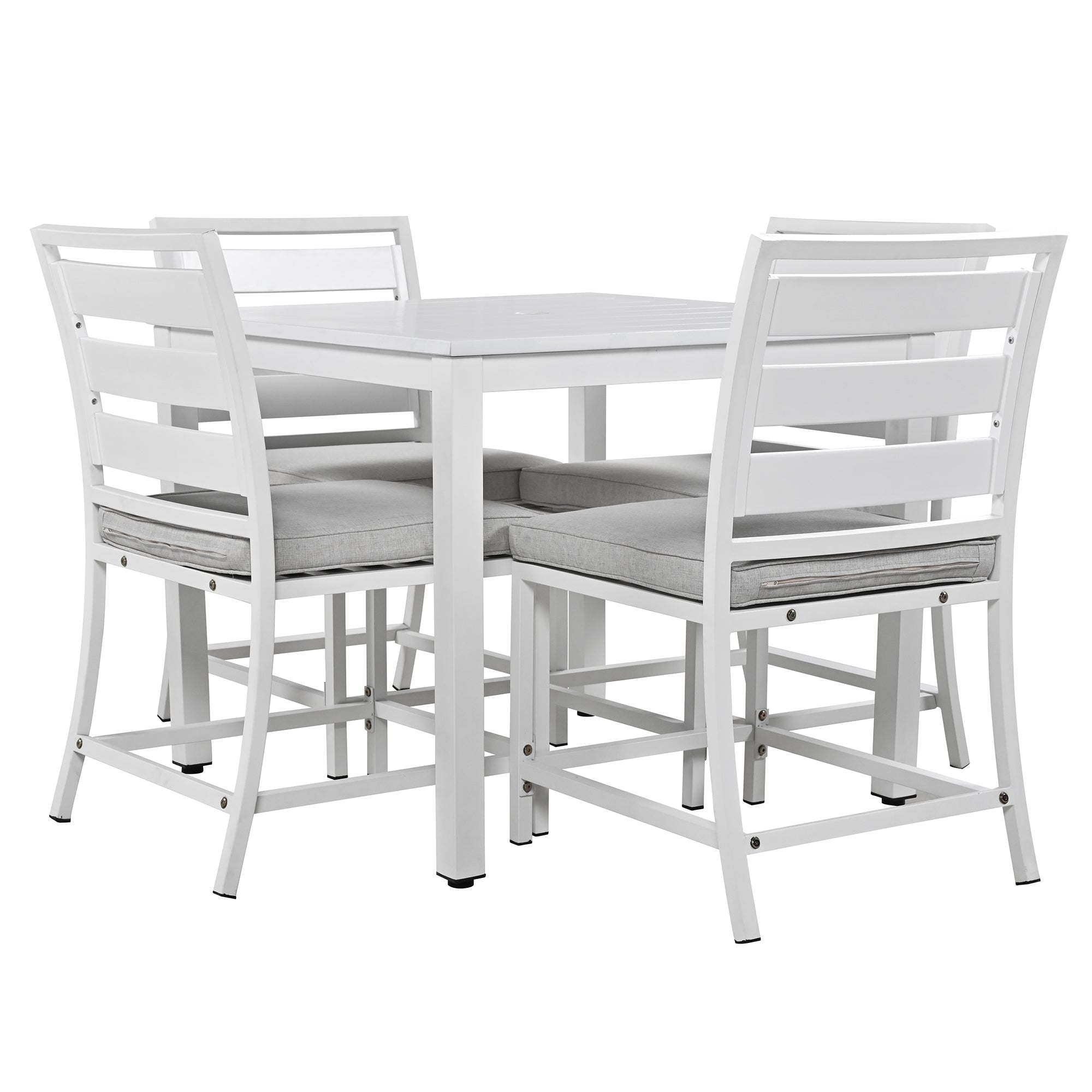 5-Piece Outdoor Steel Patio Dining Set with table and four chairs