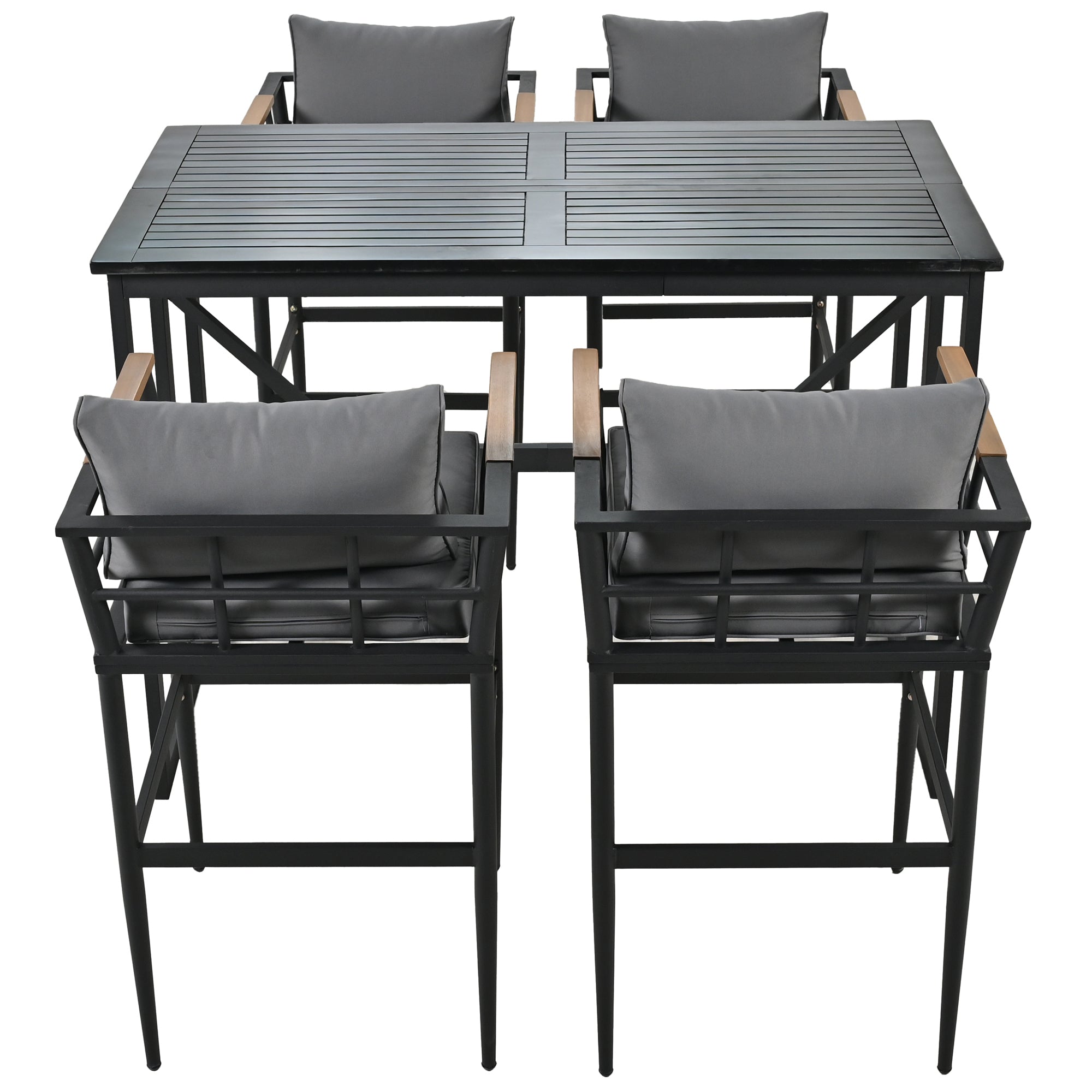 5-Piece Steel Patio Dining Set with Four Chairs and One Table