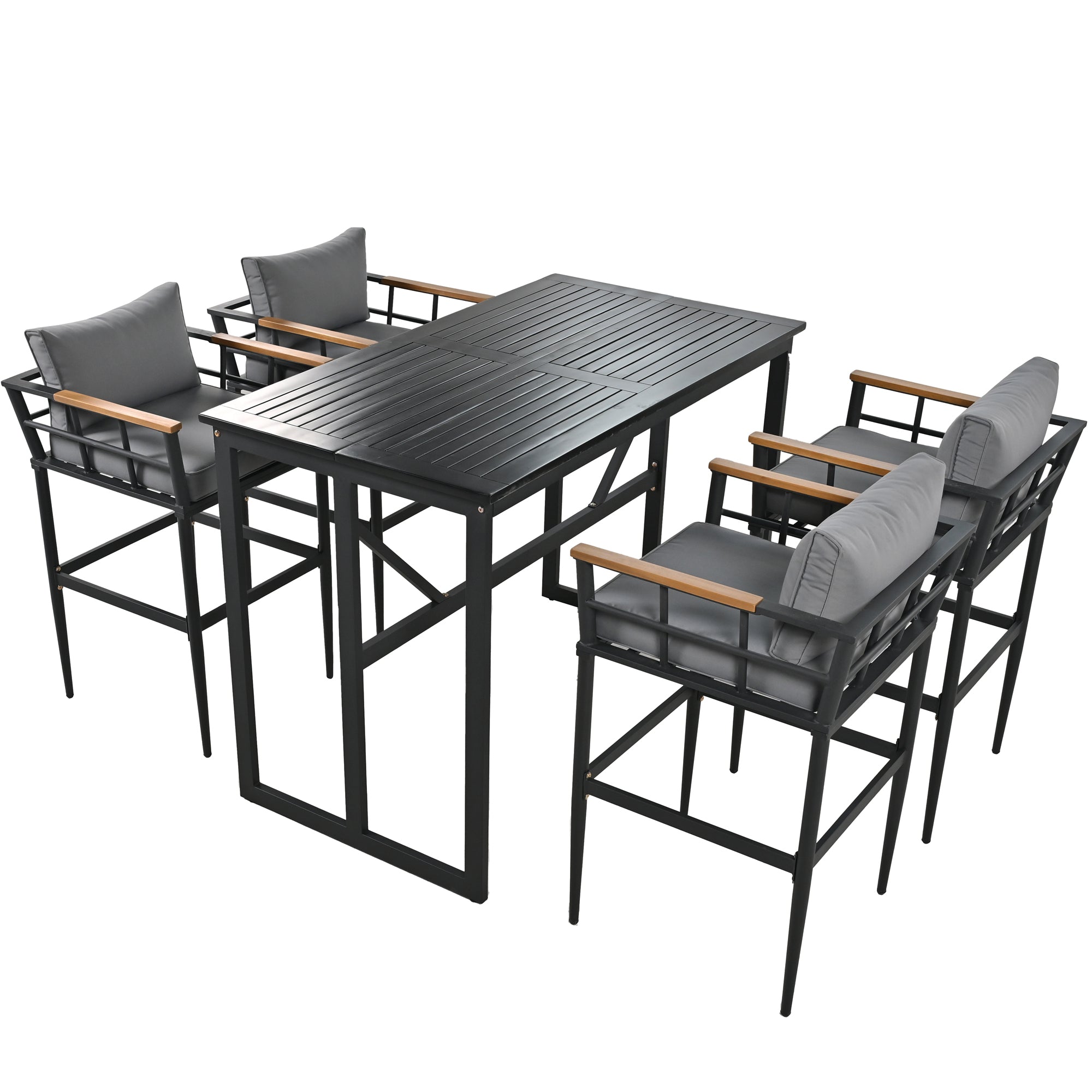 5-Piece Steel Patio Dining Set with Four Chairs and One Table