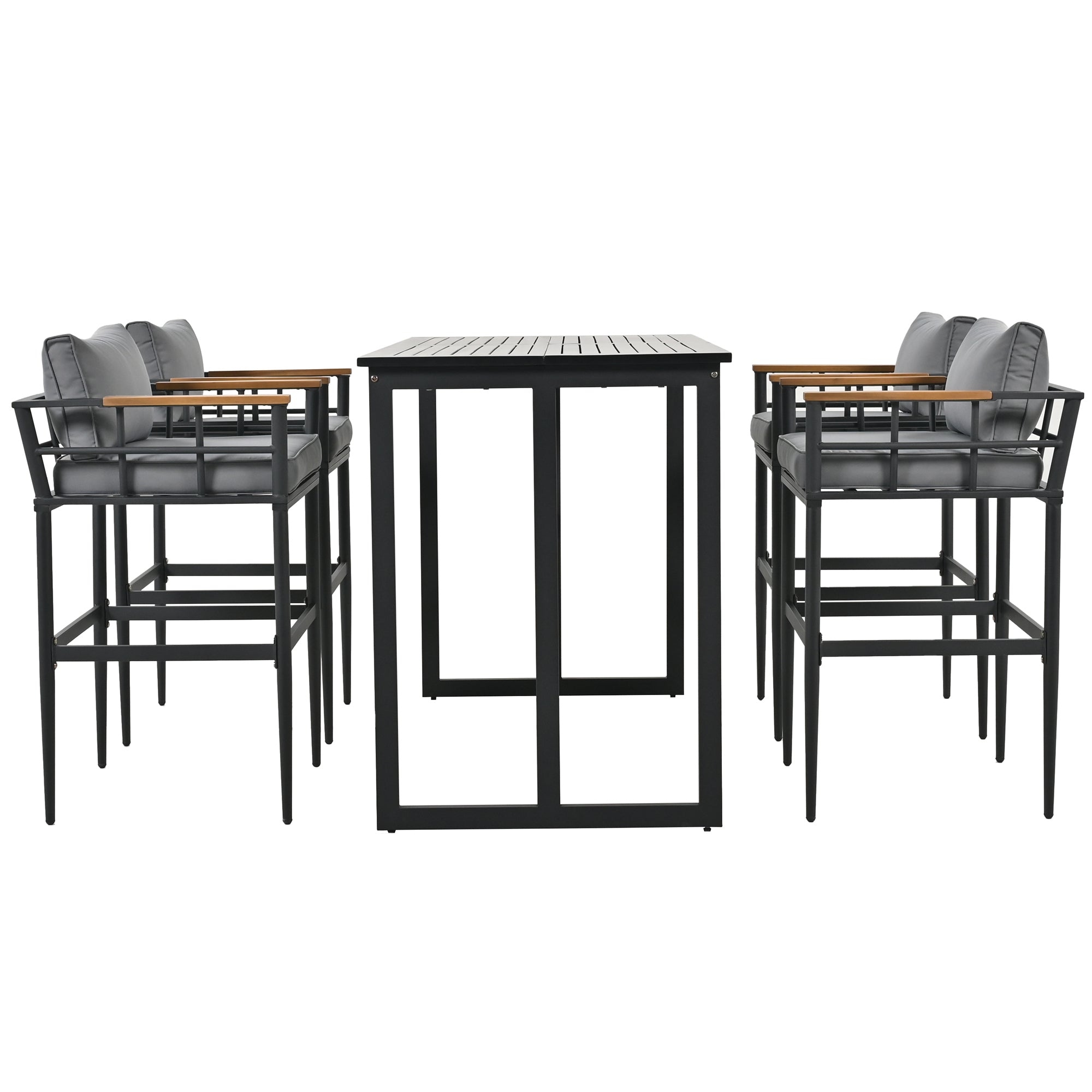 5-Piece Steel Patio Dining Set with Four Chairs and One Table
