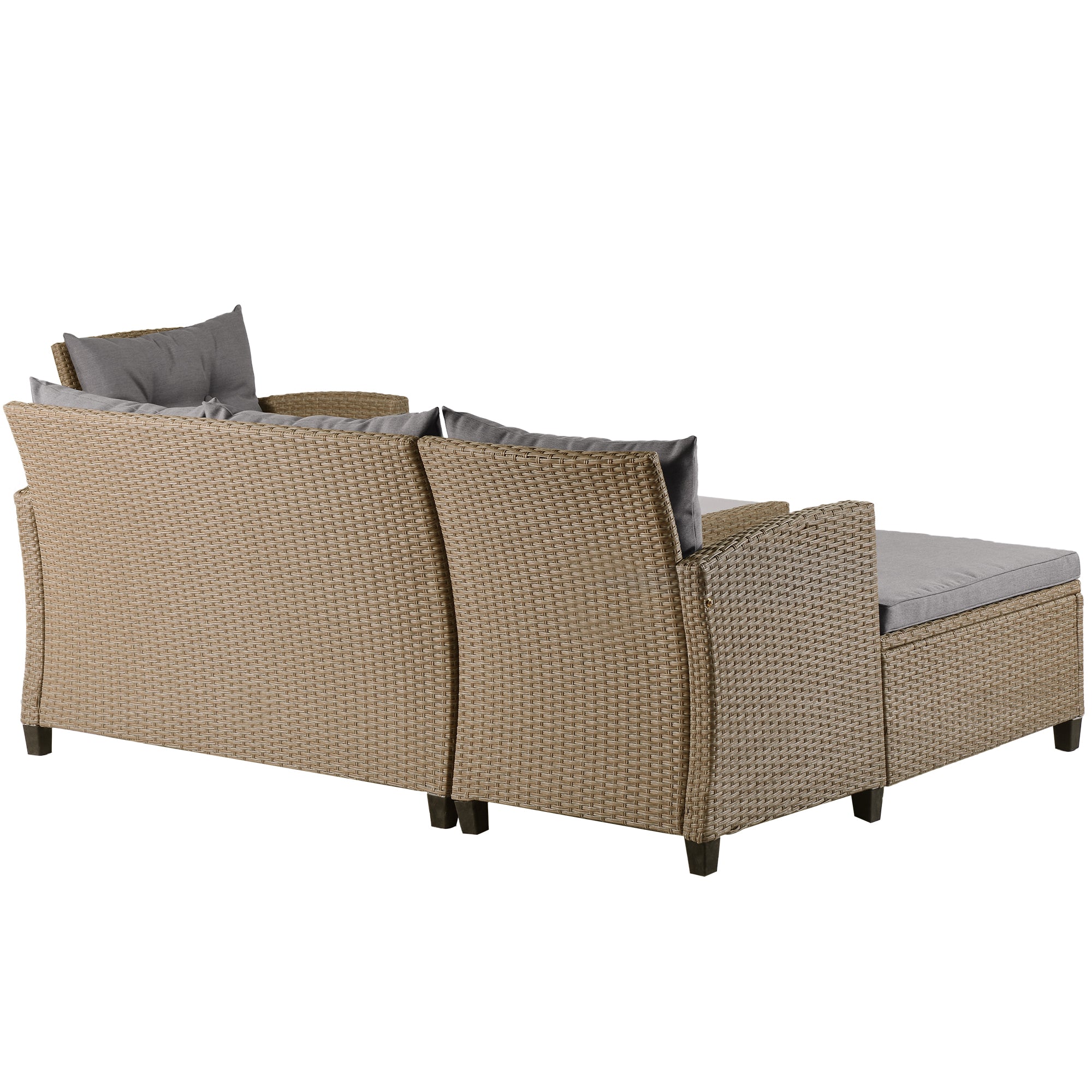 4-Piece Outdoor Rattan Reversible Patio Sectional Sofa with Seat Cushions