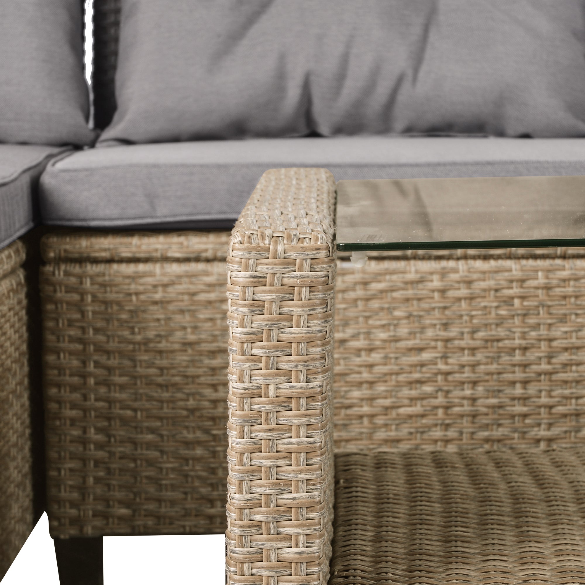 4-Piece Outdoor Rattan Reversible Patio Sectional Sofa with Seat Cushions