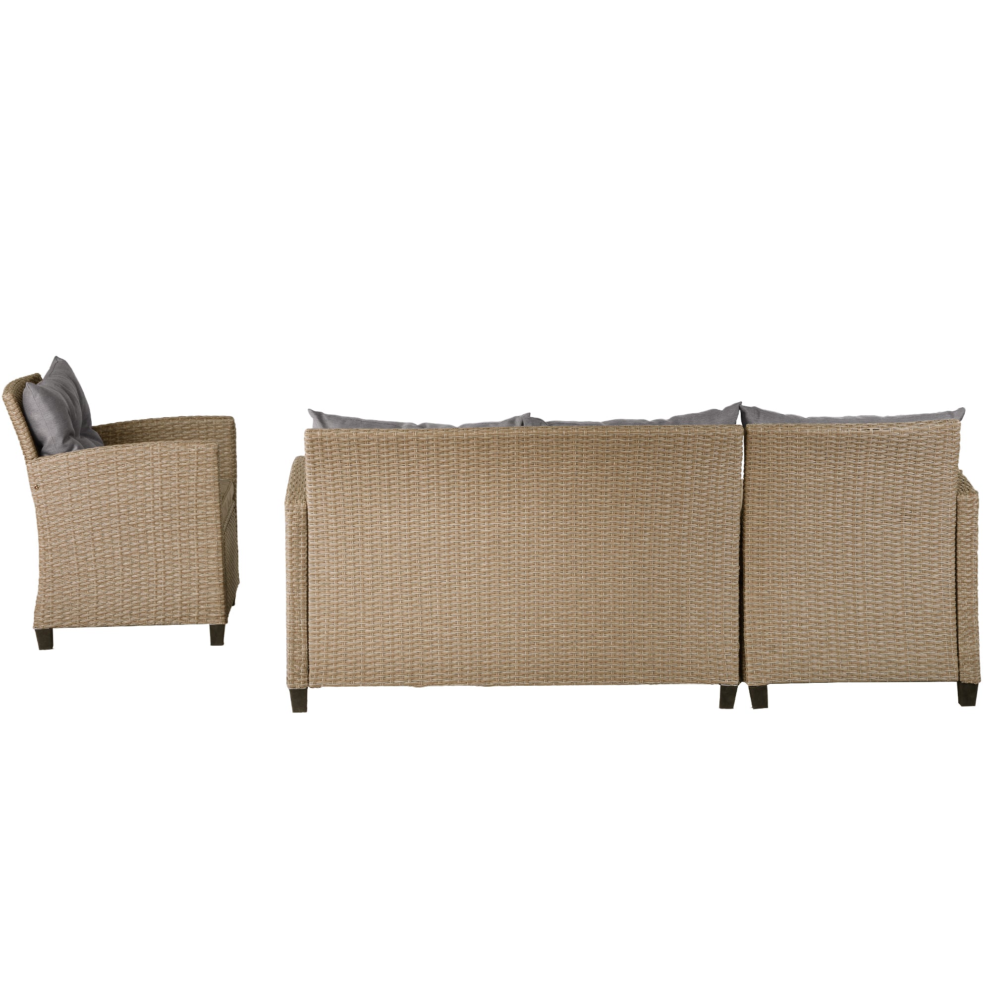 4-Piece Outdoor Rattan Reversible Patio Sectional Sofa with Seat Cushions
