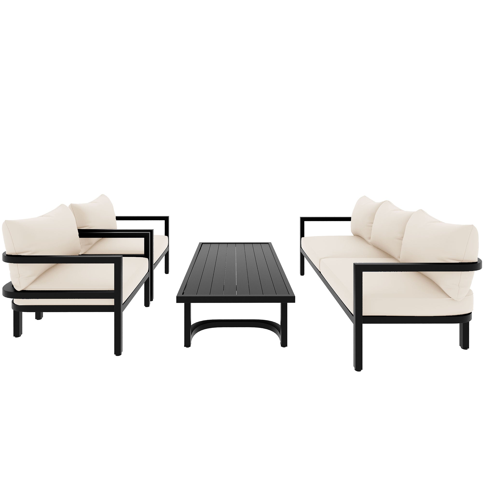 4-Piece Outdoor  Steel Patio Sectional with Table and Cushions