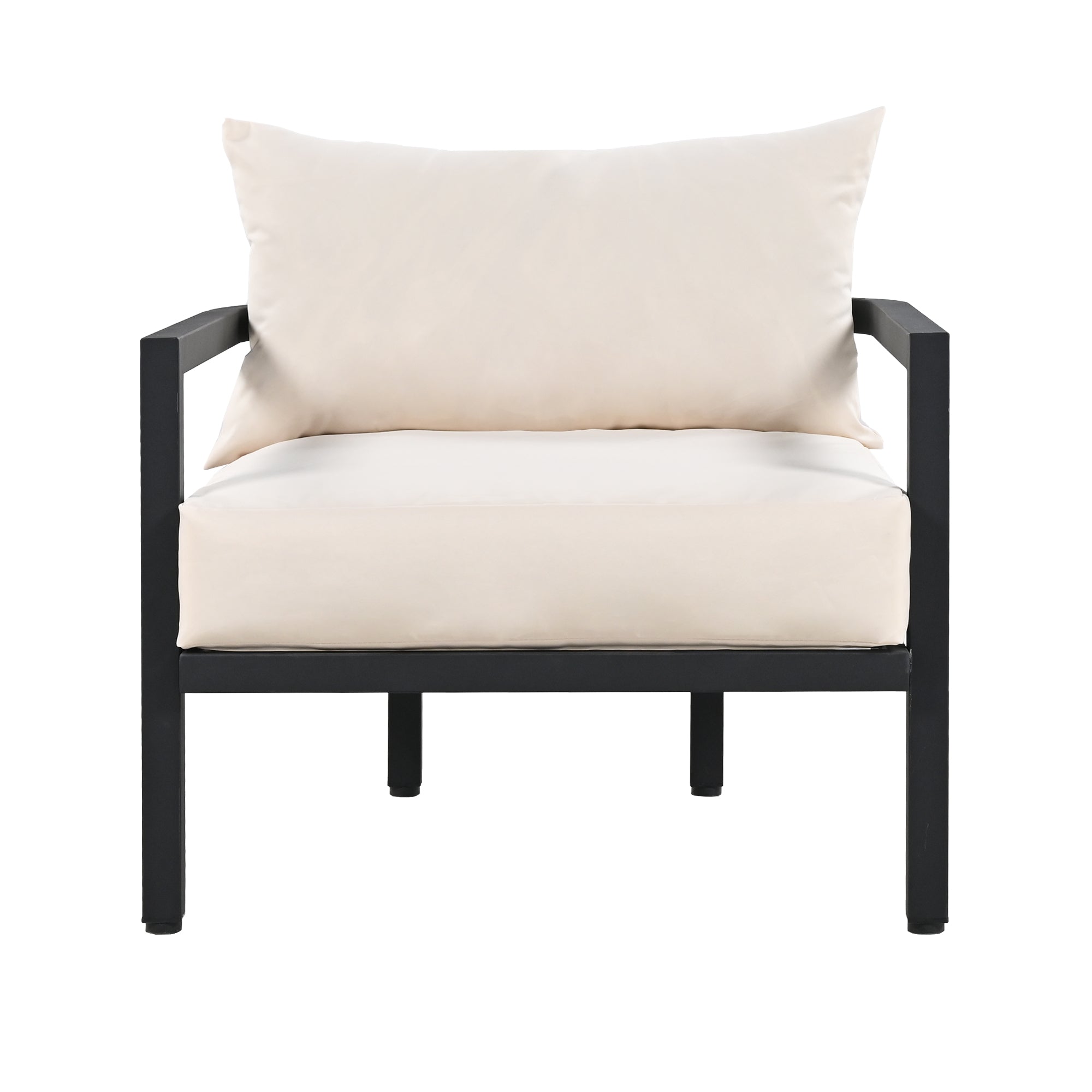 4-Piece Outdoor  Steel Patio Sectional with Table and Cushions