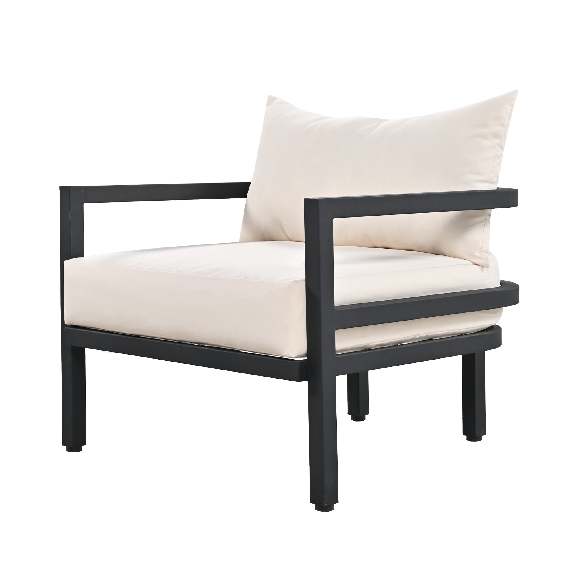 4-Piece Outdoor  Steel Patio Sectional with Table and Cushions
