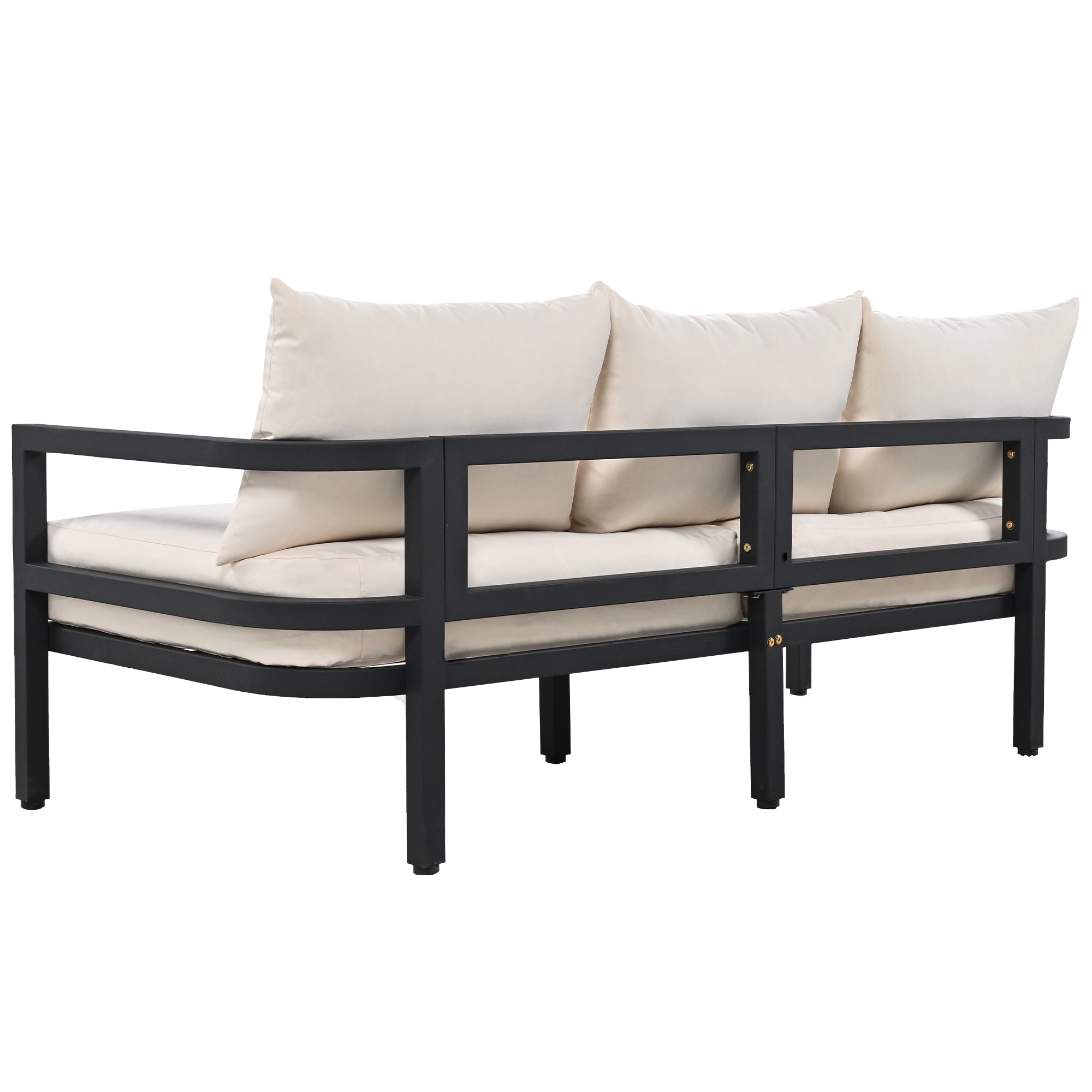 4-Piece Outdoor  Steel Patio Sectional with Table and Cushions