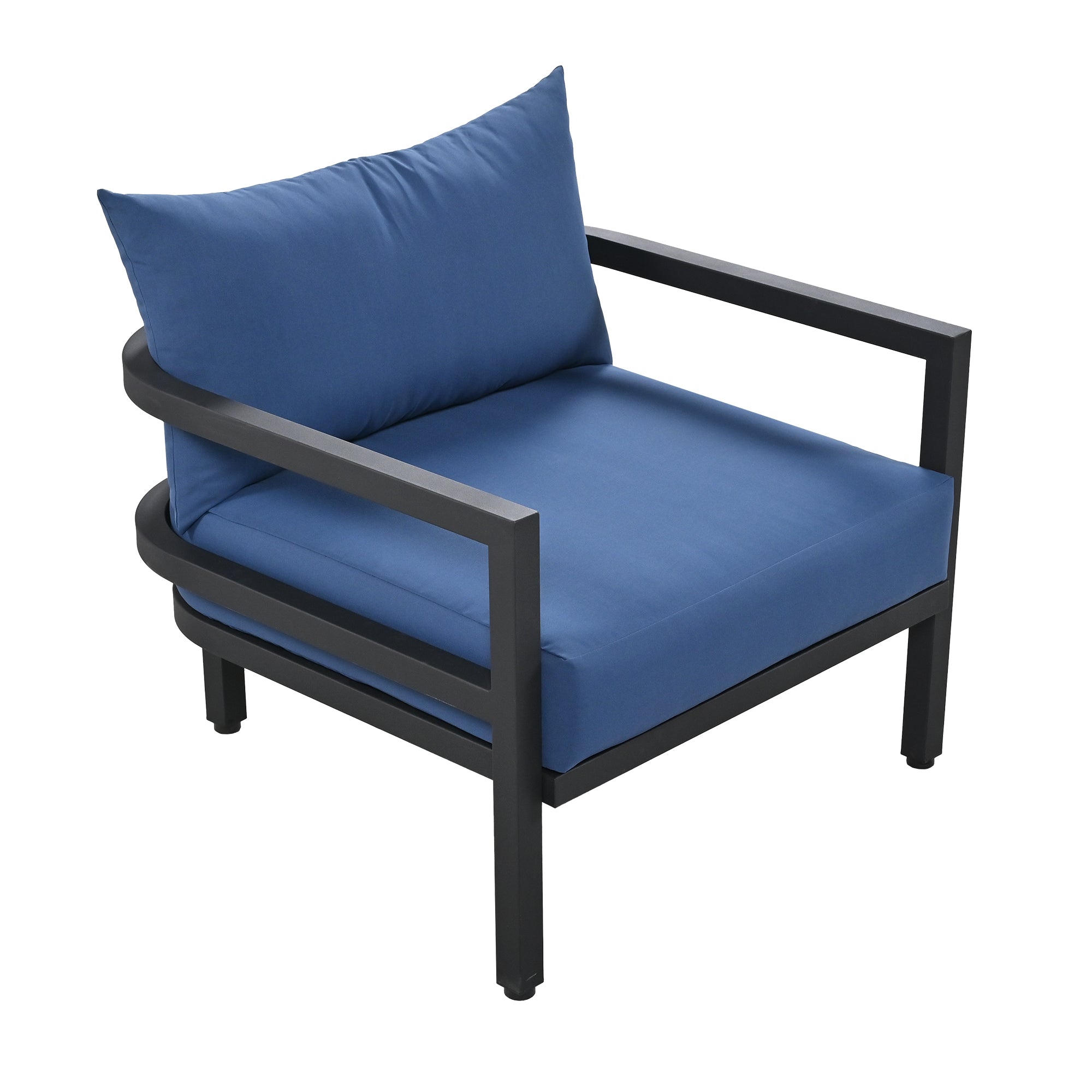 4-Piece Outdoor  Steel Patio Sectional with Table and Cushions