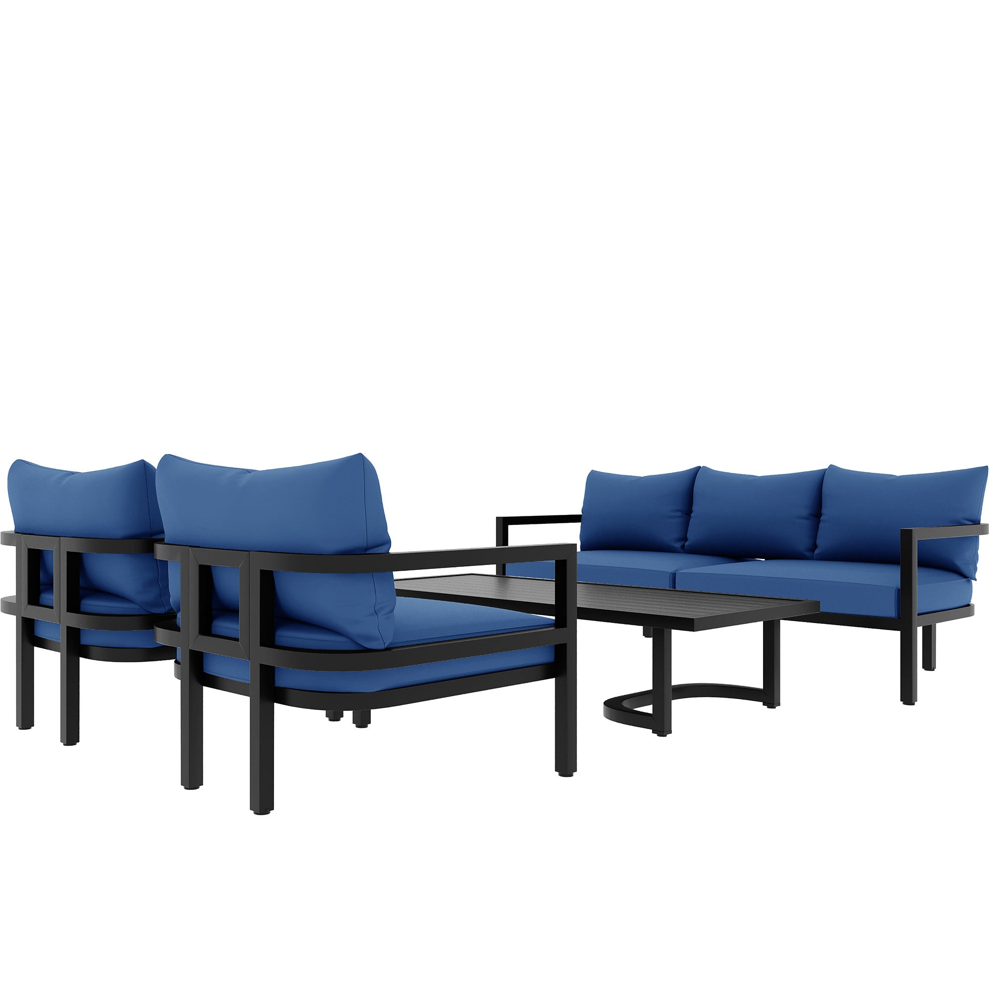 4-Piece Outdoor  Steel Patio Sectional with Table and Cushions