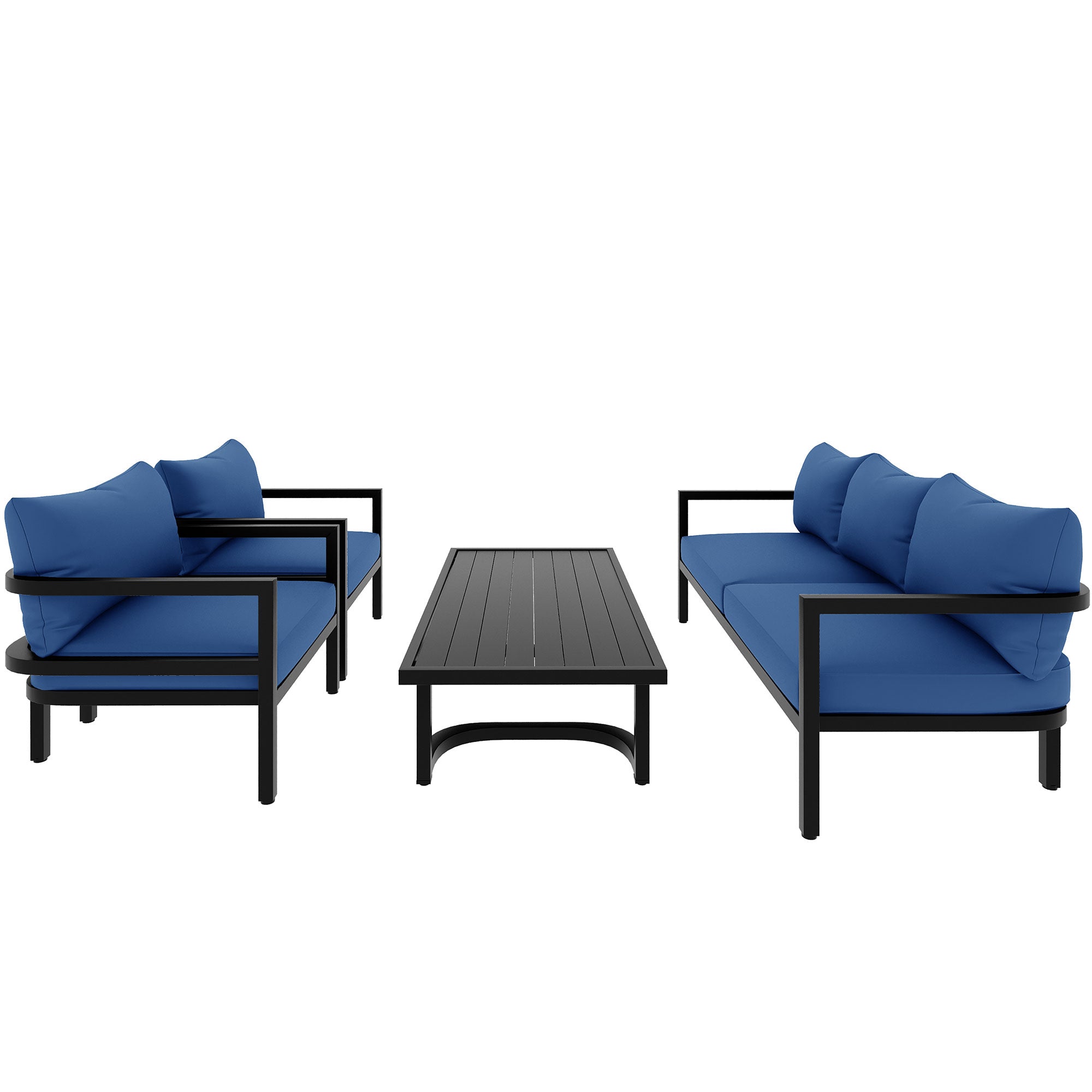 4-Piece Outdoor  Steel Patio Sectional with Table and Cushions