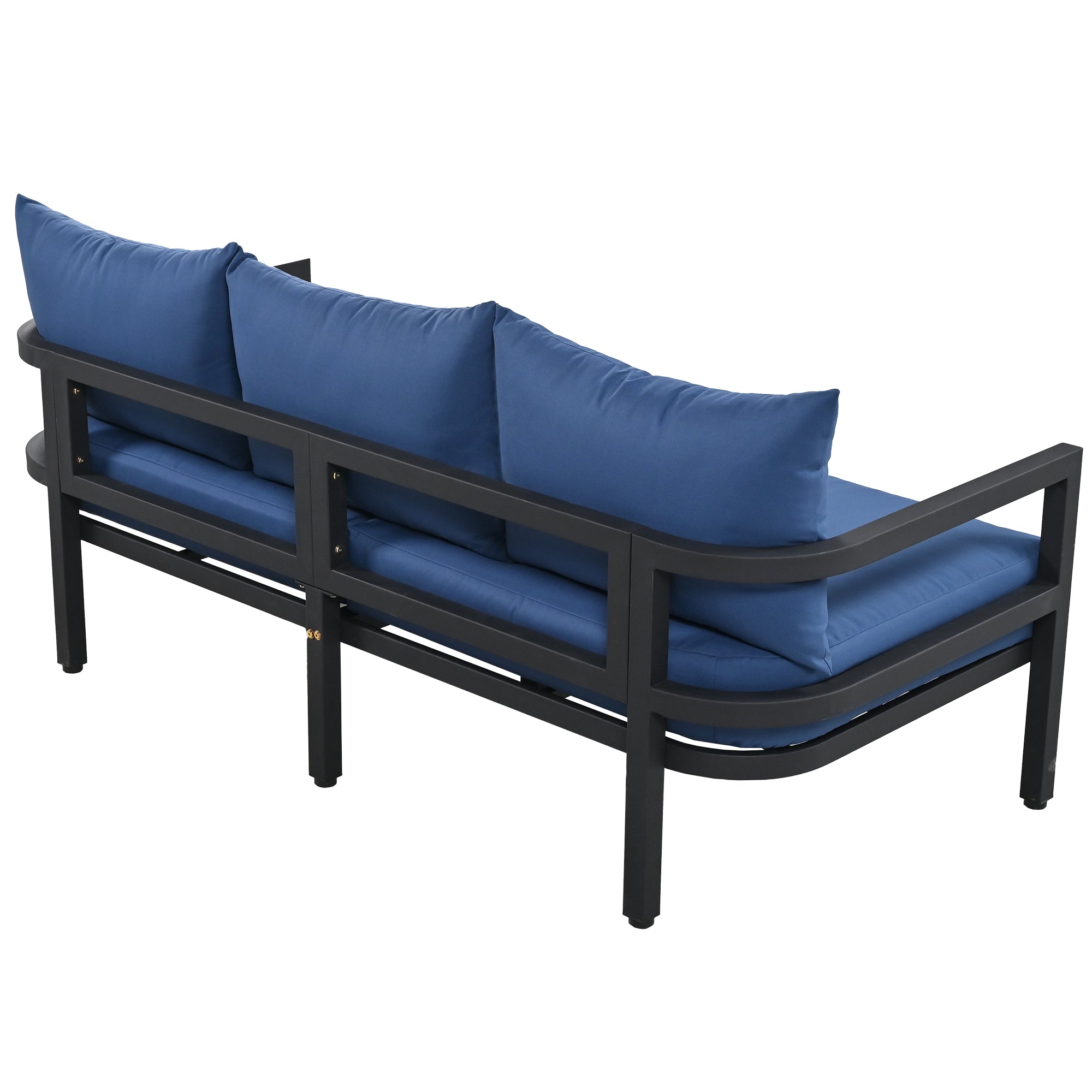 4-Piece Outdoor  Steel Patio Sectional with Table and Cushions