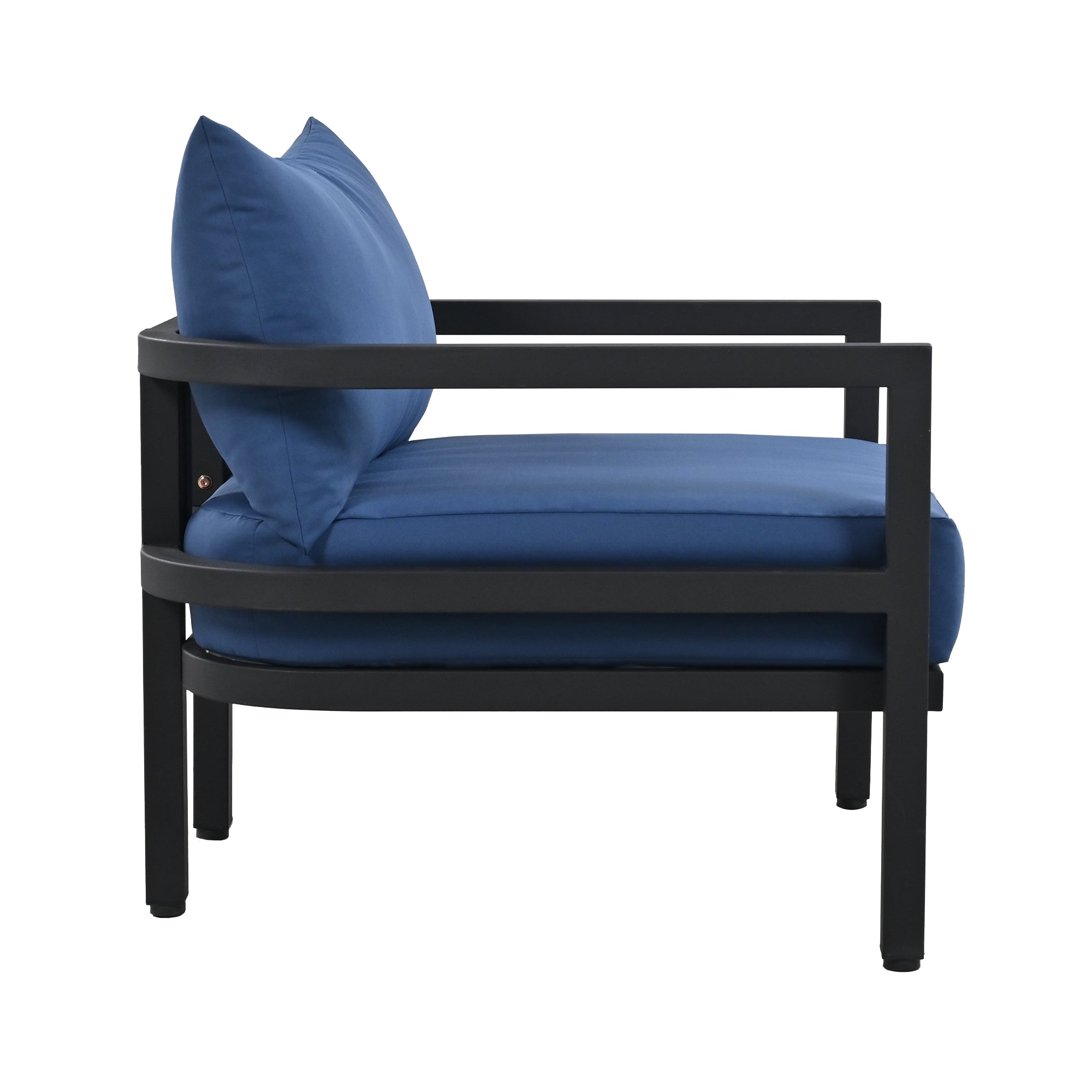 4-Piece Outdoor  Steel Patio Sectional with Table and Cushions
