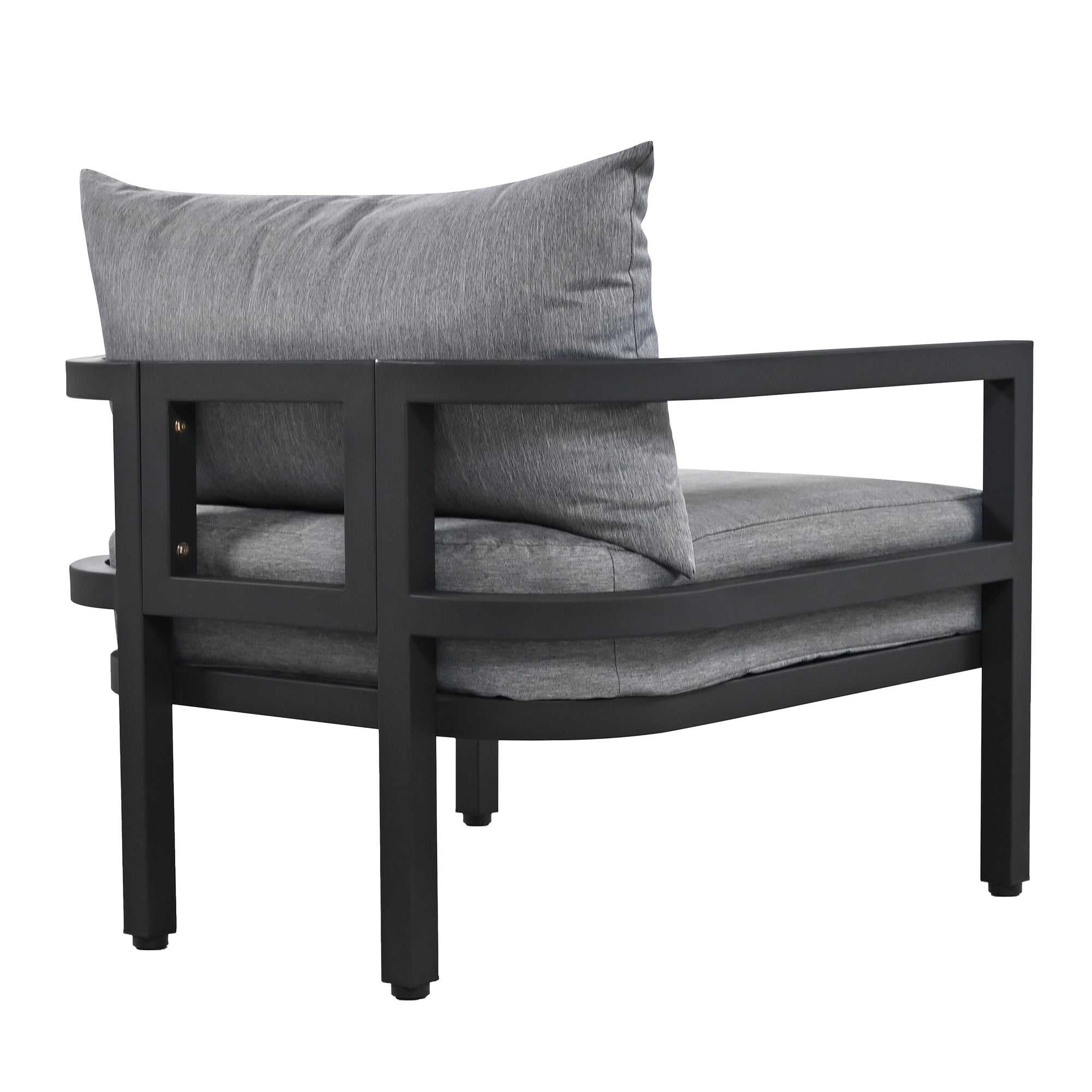 4-Piece Outdoor  Steel Patio Sectional with Table and Cushions