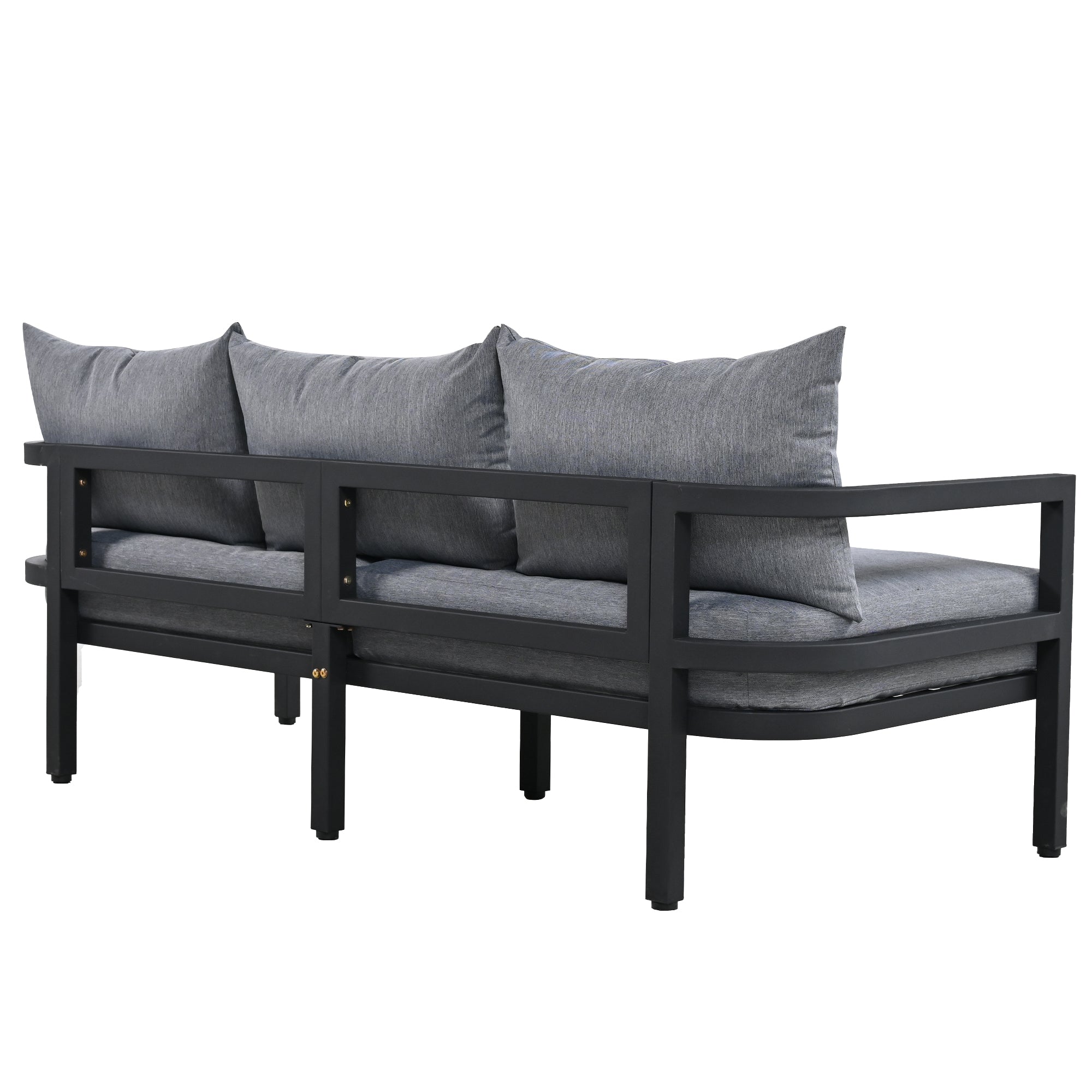 4-Piece Outdoor  Steel Patio Sectional with Table and Cushions