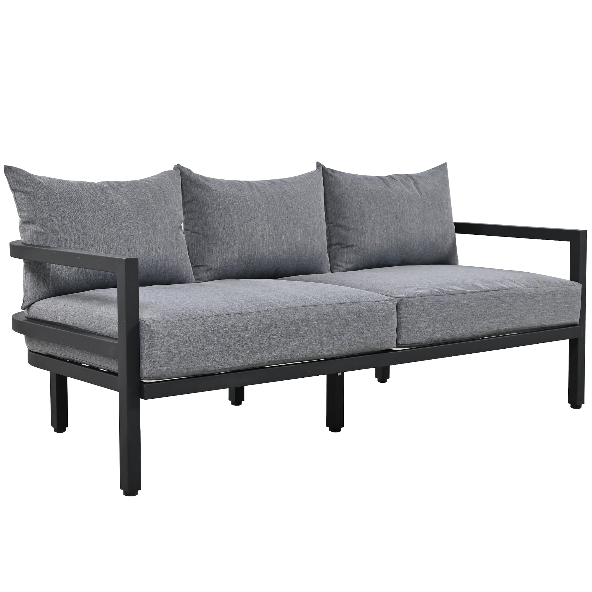 4-Piece Outdoor  Steel Patio Sectional with Table and Cushions
