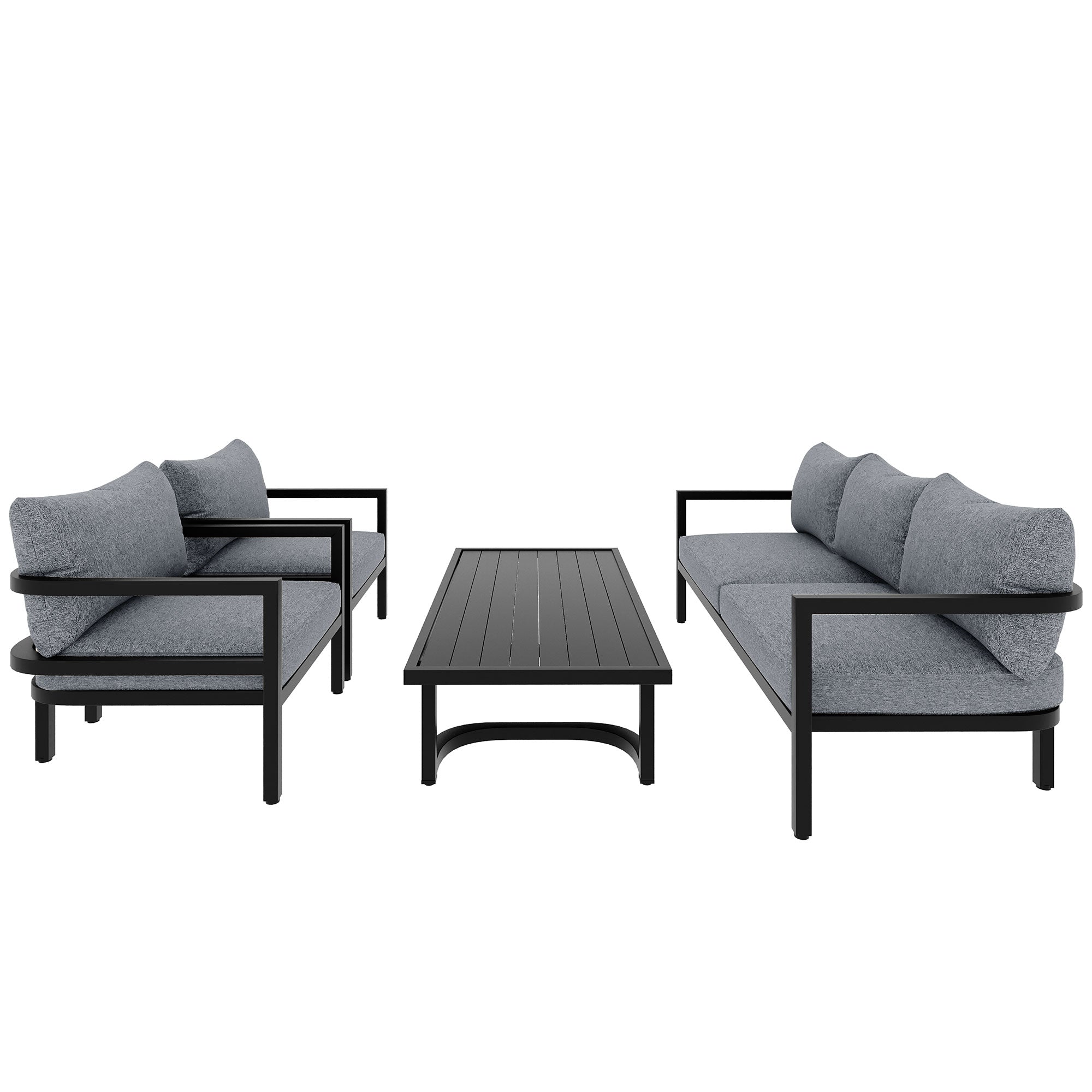 4-Piece Outdoor  Steel Patio Sectional with Table and Cushions