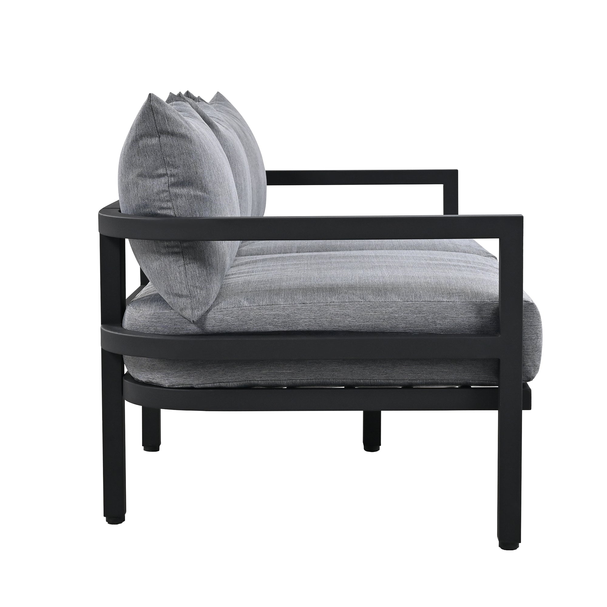 4-Piece Outdoor  Steel Patio Sectional with Table and Cushions