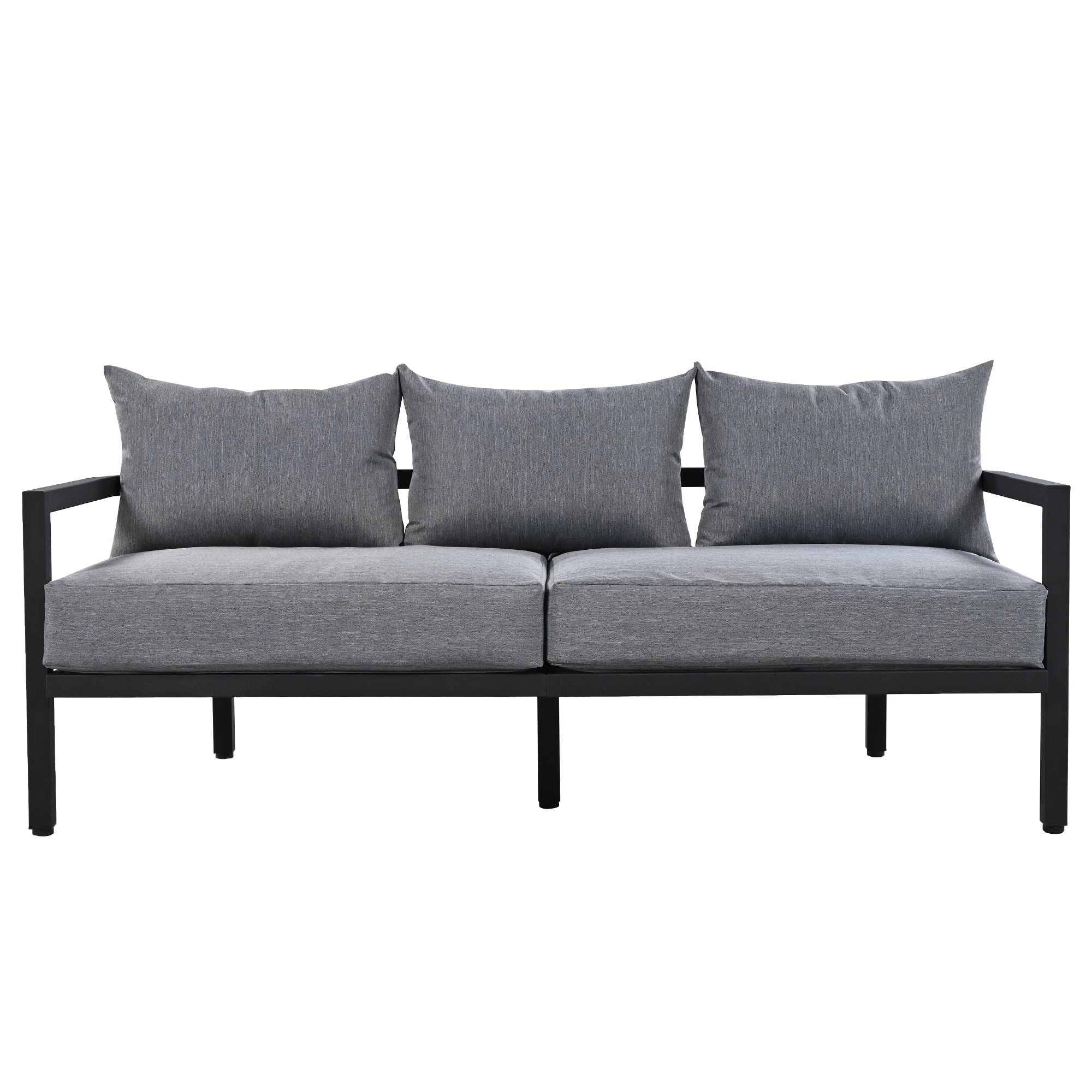 4-Piece Outdoor  Steel Patio Sectional with Table and Cushions