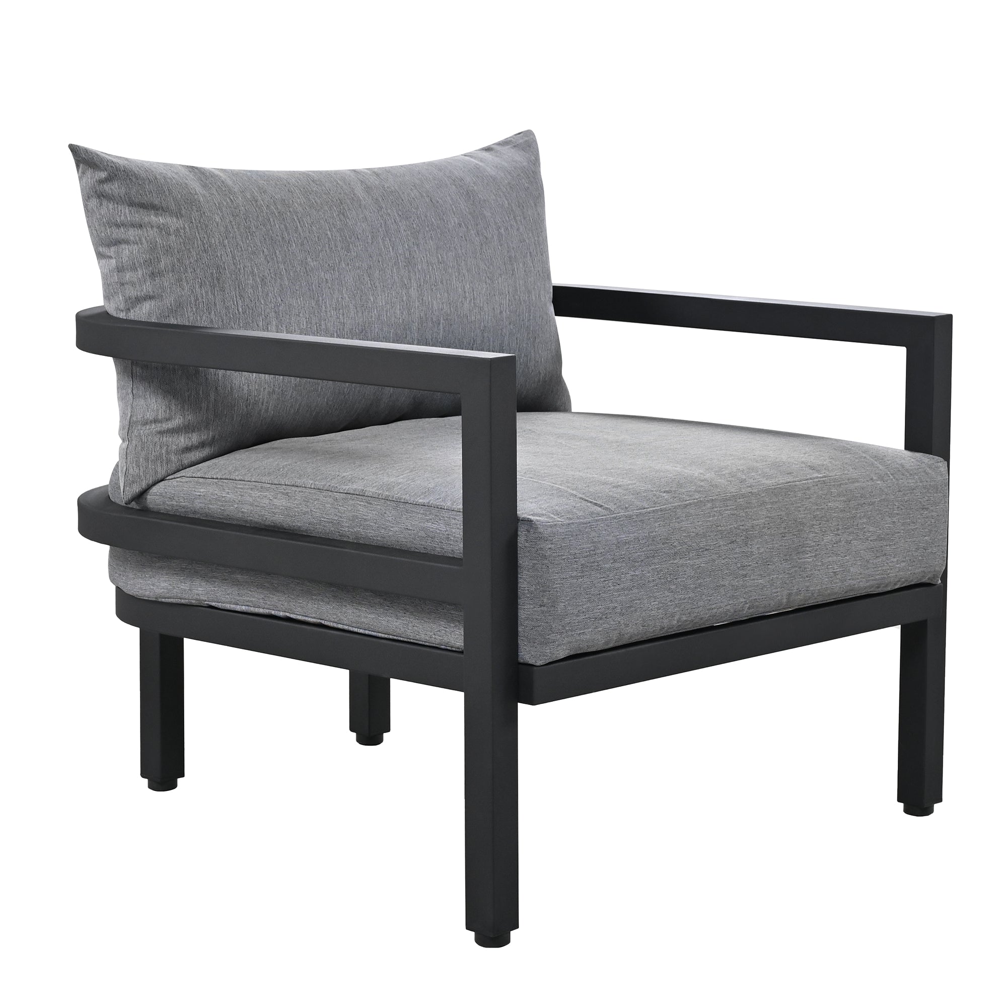 4-Piece Outdoor  Steel Patio Sectional with Table and Cushions