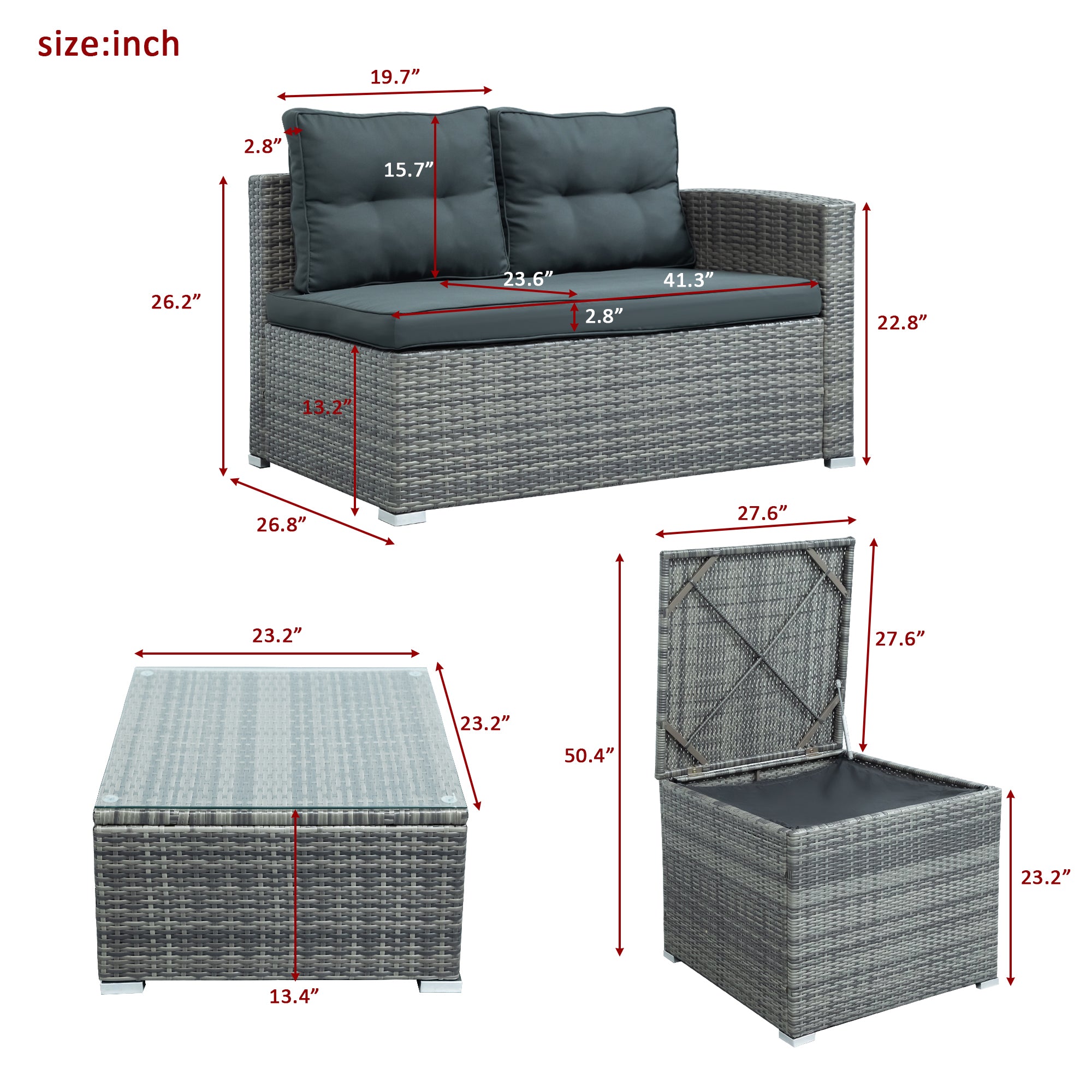 5-Piece Steel Patio Dining Set with Four Chairs and One Table