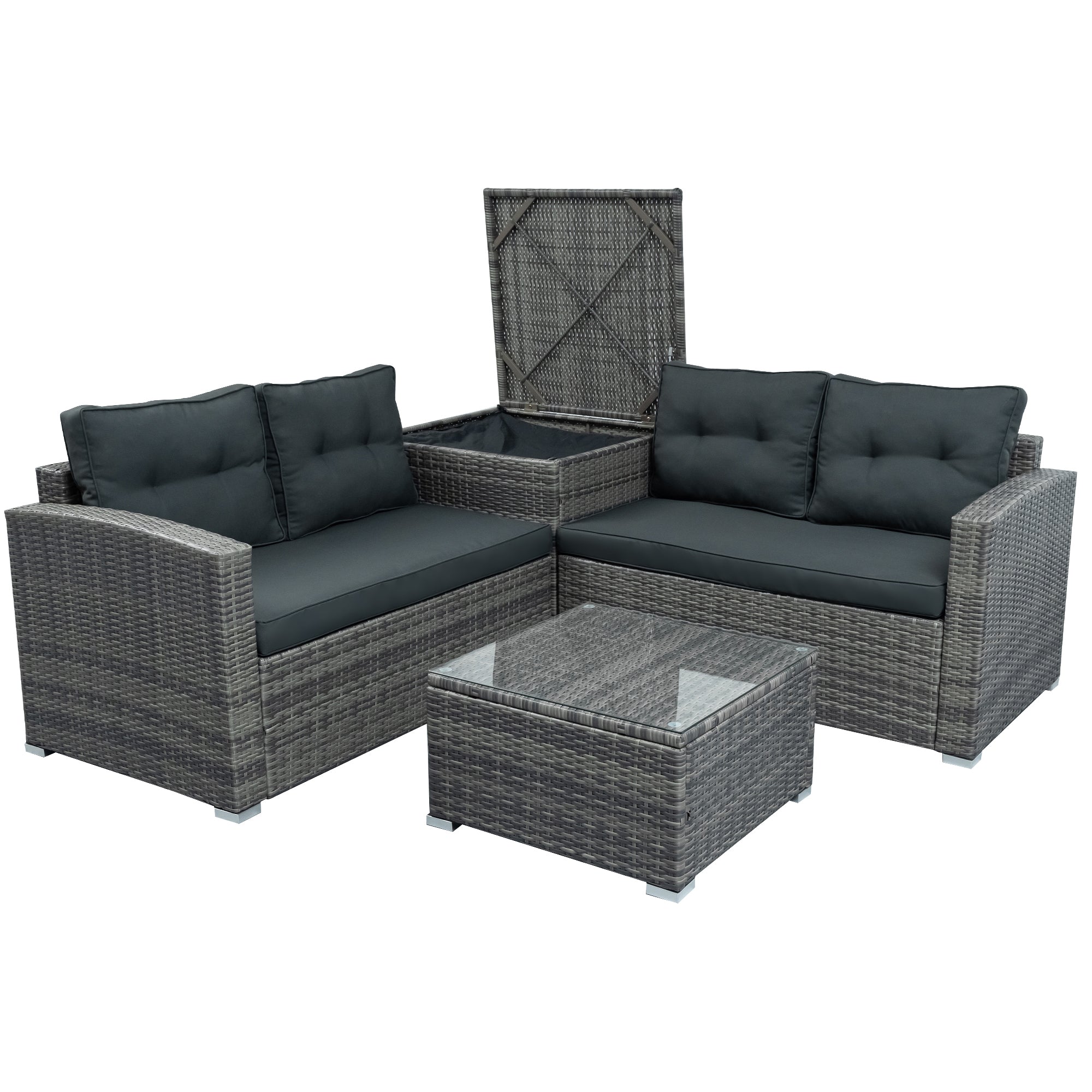 5-Piece Steel Patio Dining Set with Four Chairs and One Table