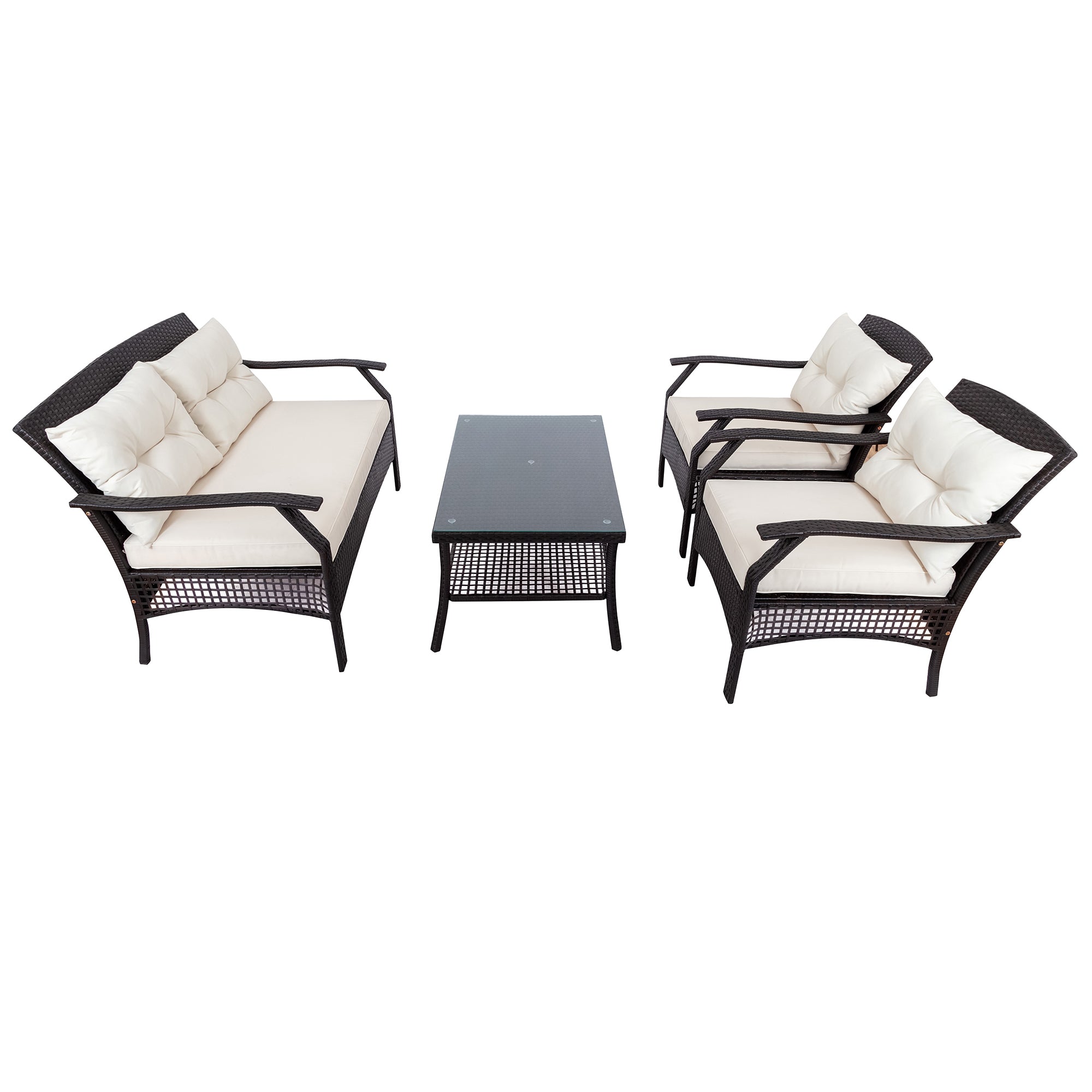 5-Piece Steel Patio Dining Set with Four Chairs and One Table
