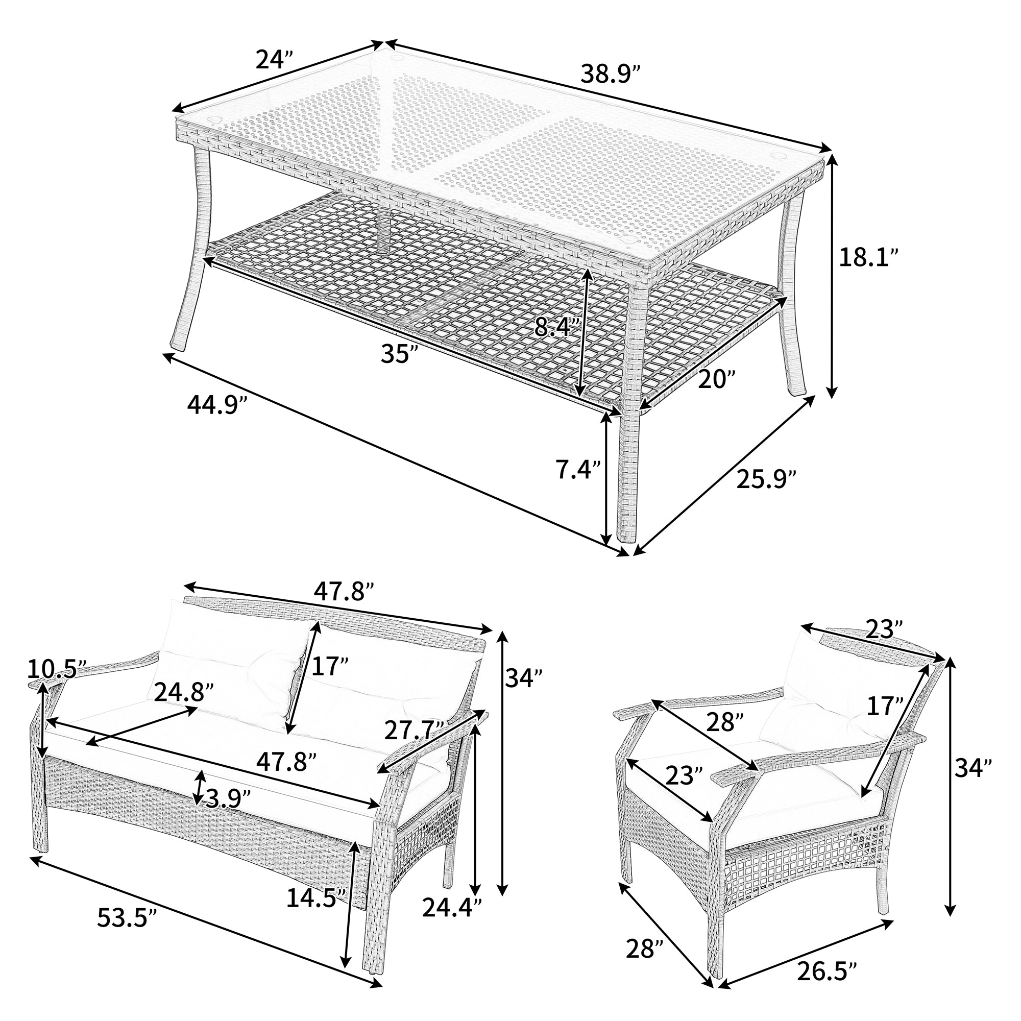 5-Piece Steel Patio Dining Set with Four Chairs and One Table