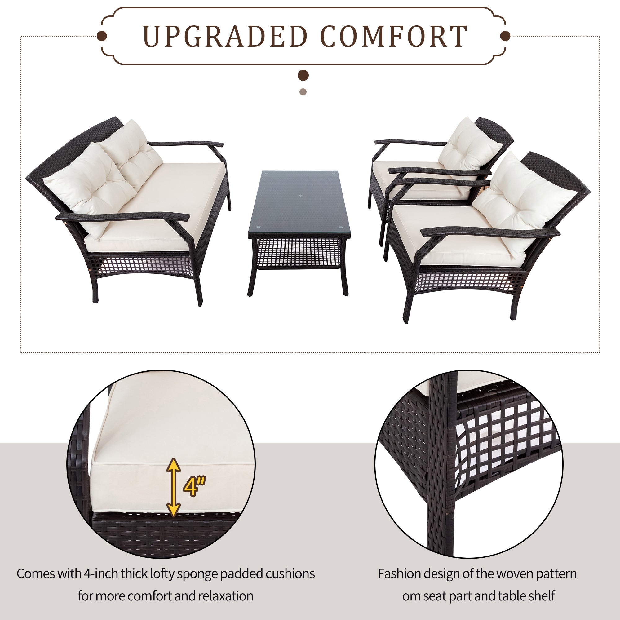 5-Piece Steel Patio Dining Set with Four Chairs and One Table