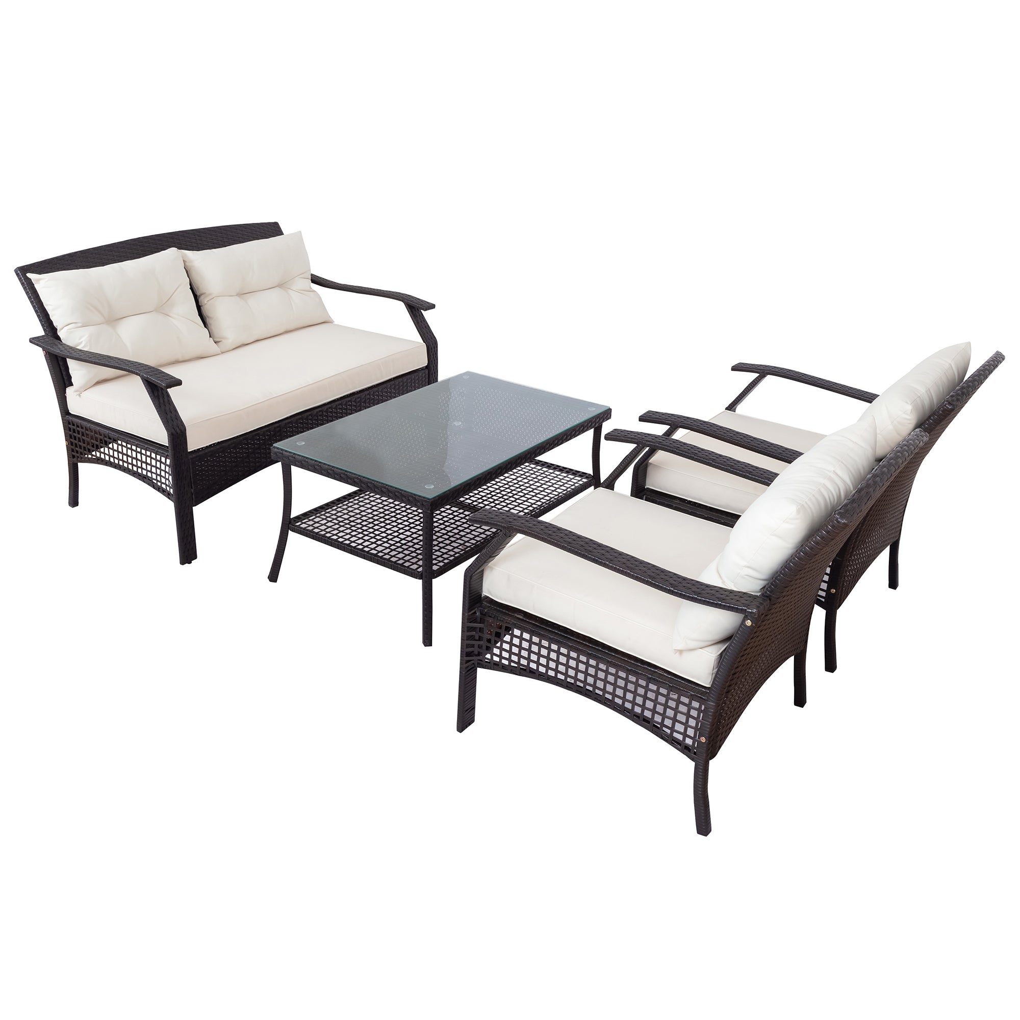 5-Piece Steel Patio Dining Set with Four Chairs and One Table
