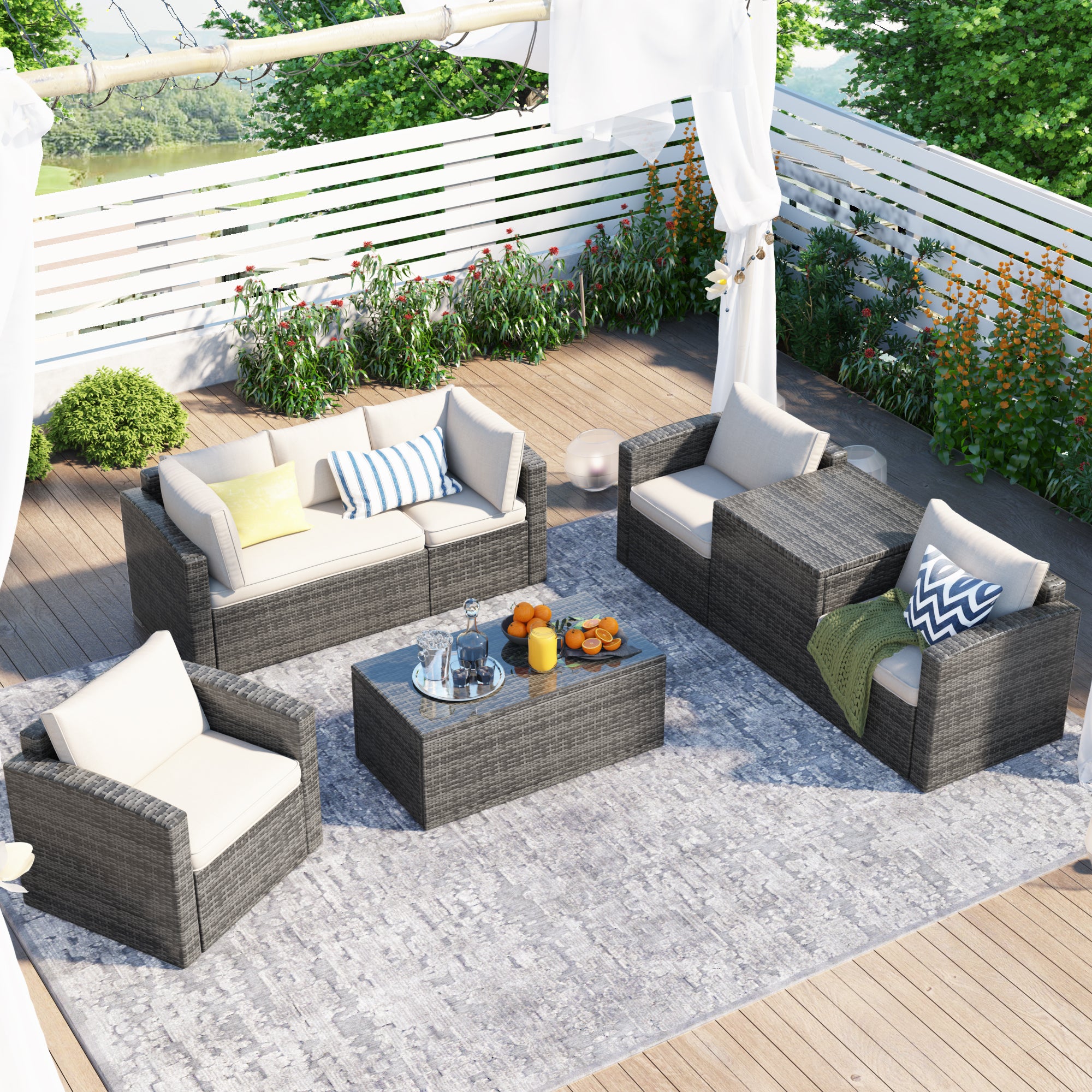 5-Piece Steel Patio Dining Set with Four Chairs and One Table