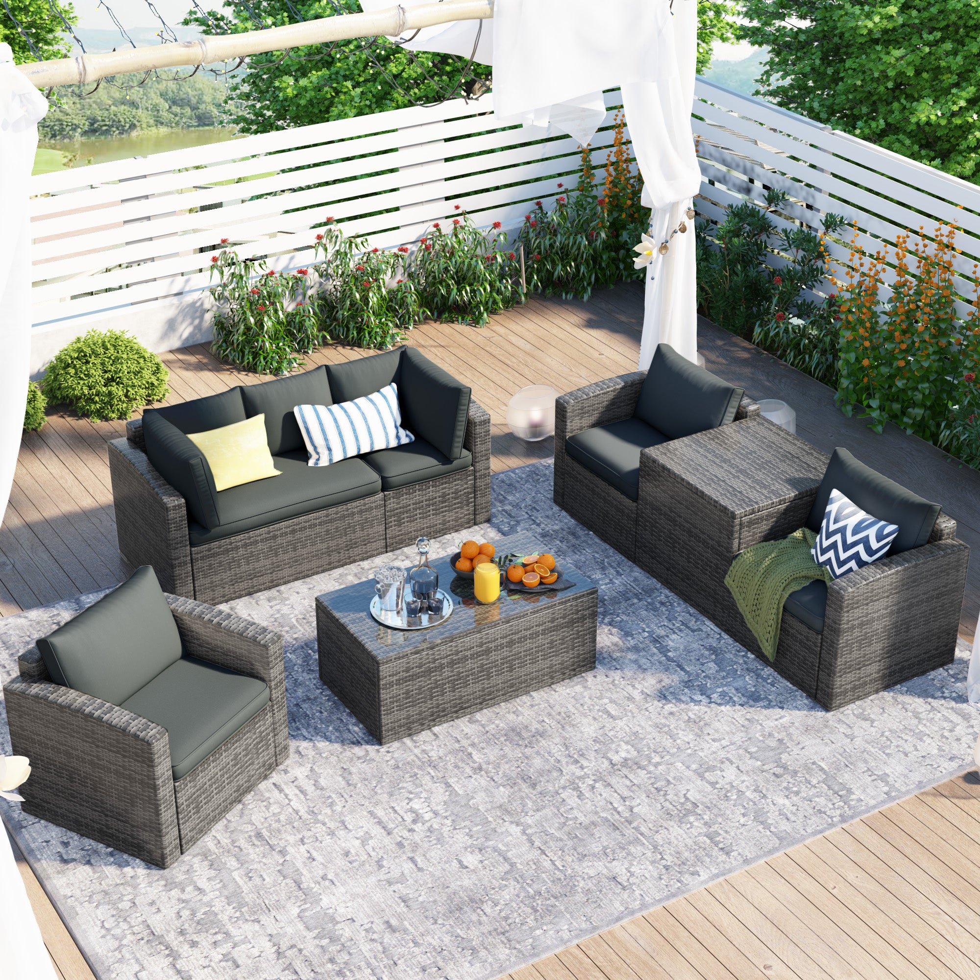 5-Piece Steel Patio Dining Set with Four Chairs and One Table