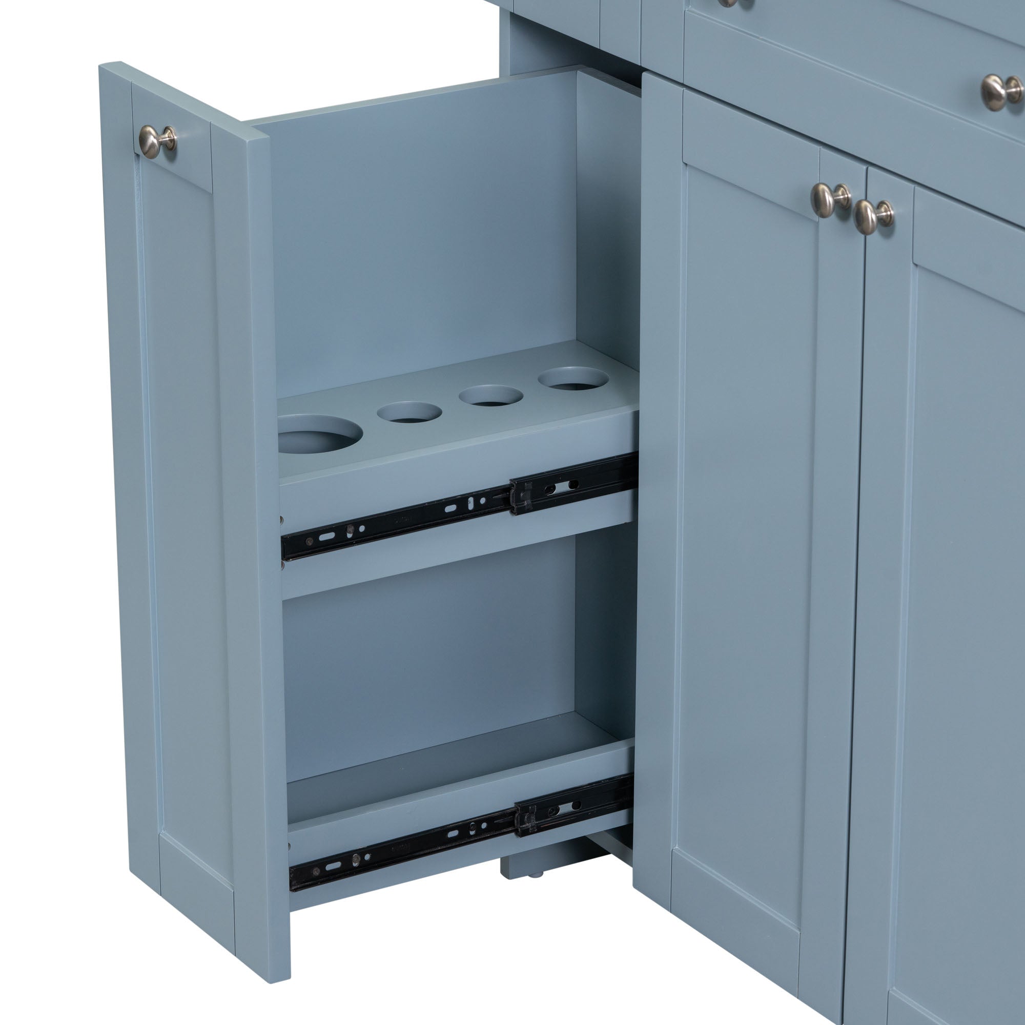 30 Inch MDF Freestanding Bathroom Vanity Set in White/ Grey/ Blue with Integrated Resin Sink