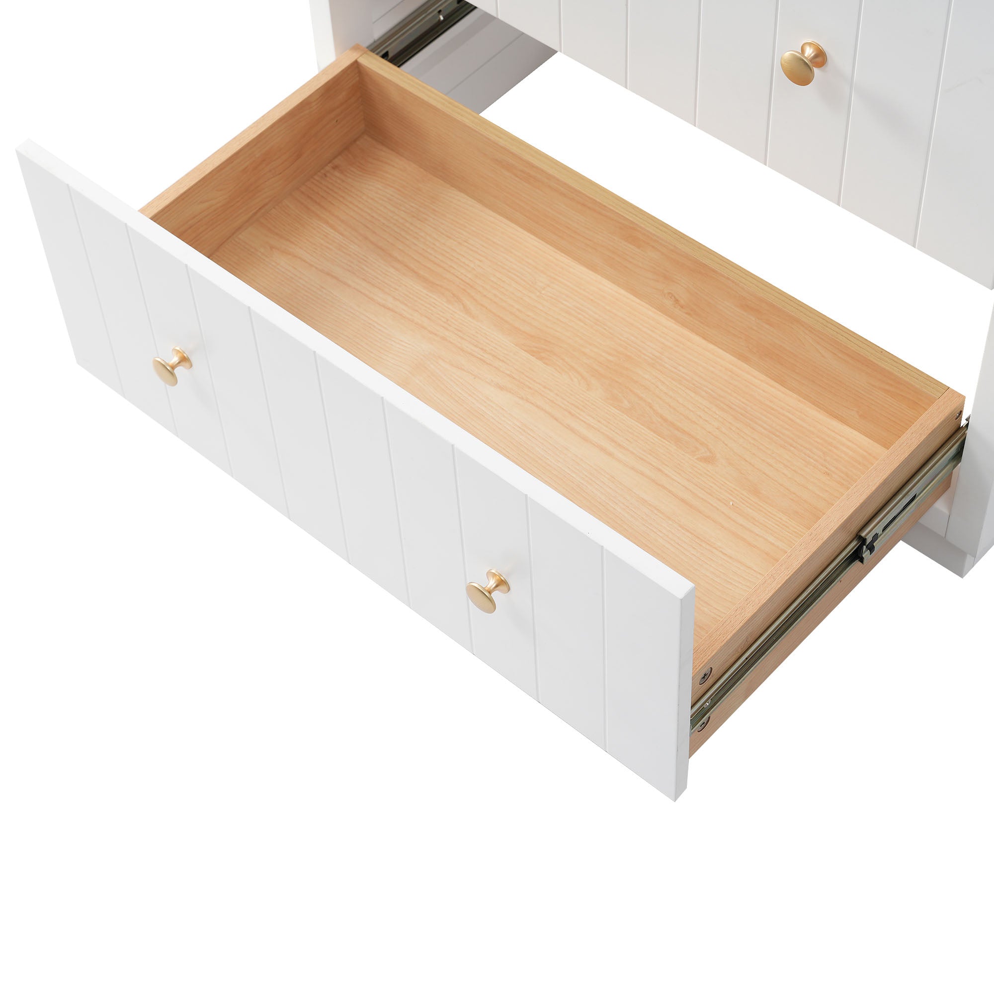 30 Inch Modern MDF Bathroom Vanity in White with Integrated Ceramic Sink and two drawers