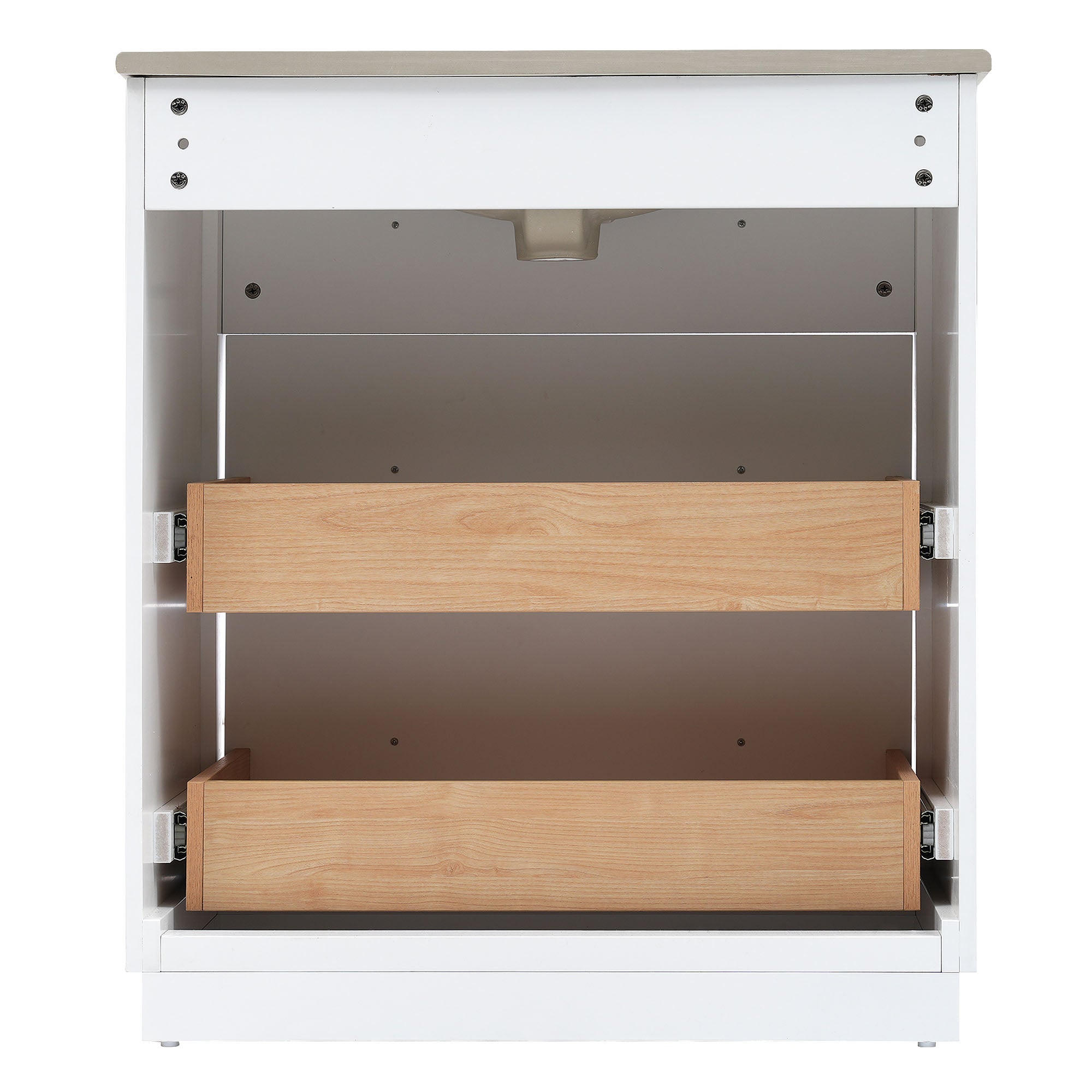 30 Inch Modern MDF Bathroom Vanity in White with Integrated Ceramic Sink and two drawers