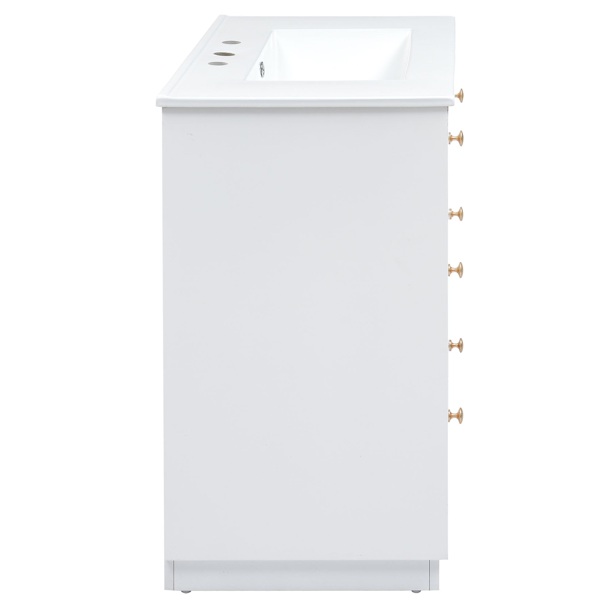 30 Inch Modern MDF Bathroom Vanity in White with Integrated Ceramic Sink and two drawers