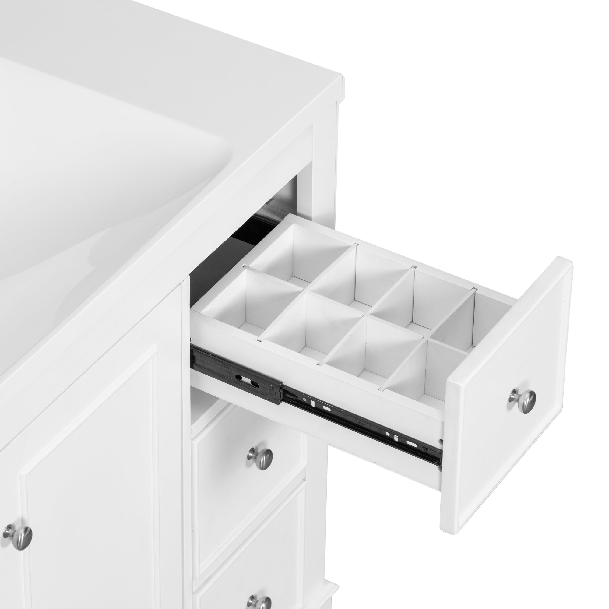 36 Inch Solid Wood Frame Freestanding Bathroom Vanity Set with Adjustable Shelf