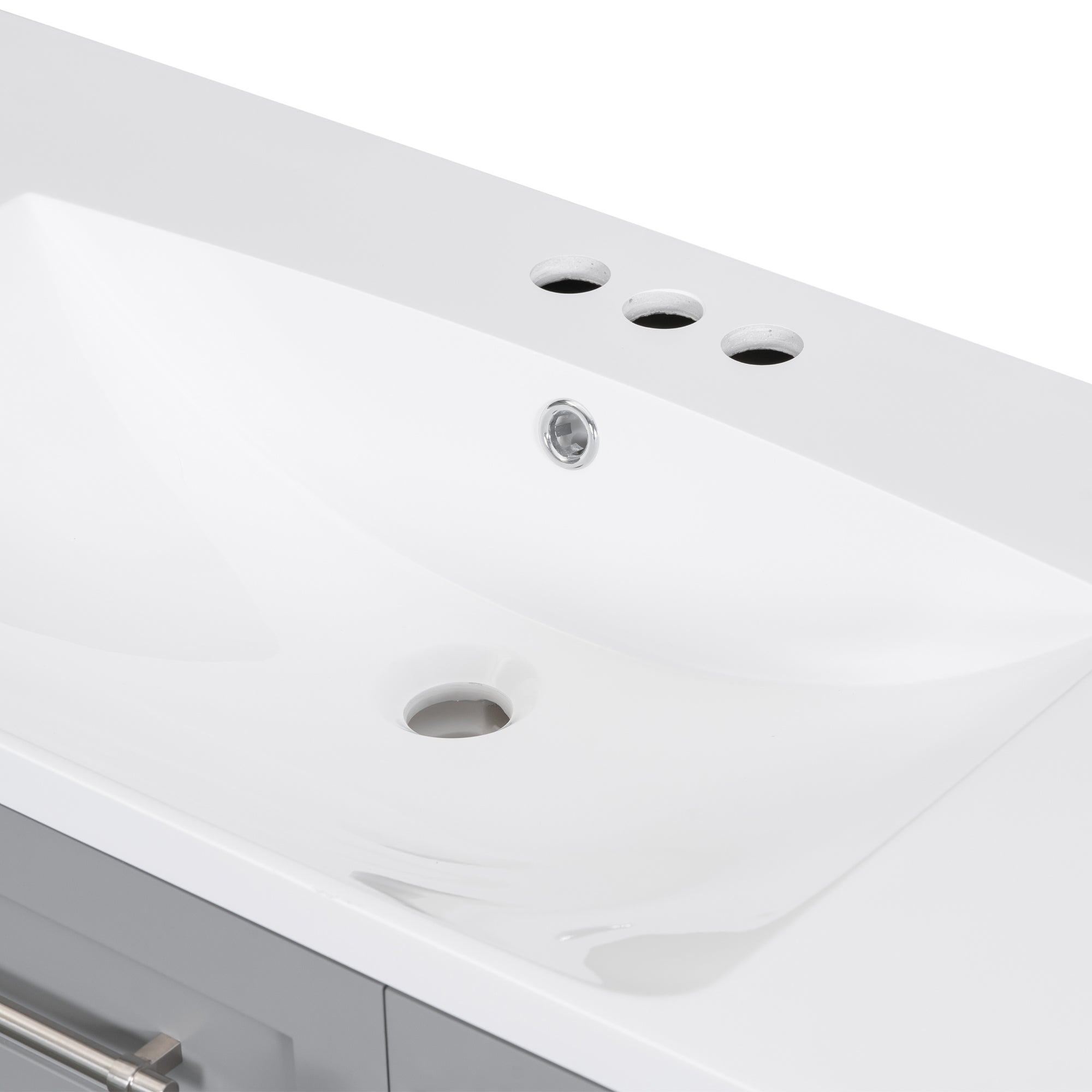 36 inch Freestanding Bathroom Vanity Set in Grey with Integrated  Resin Sink
